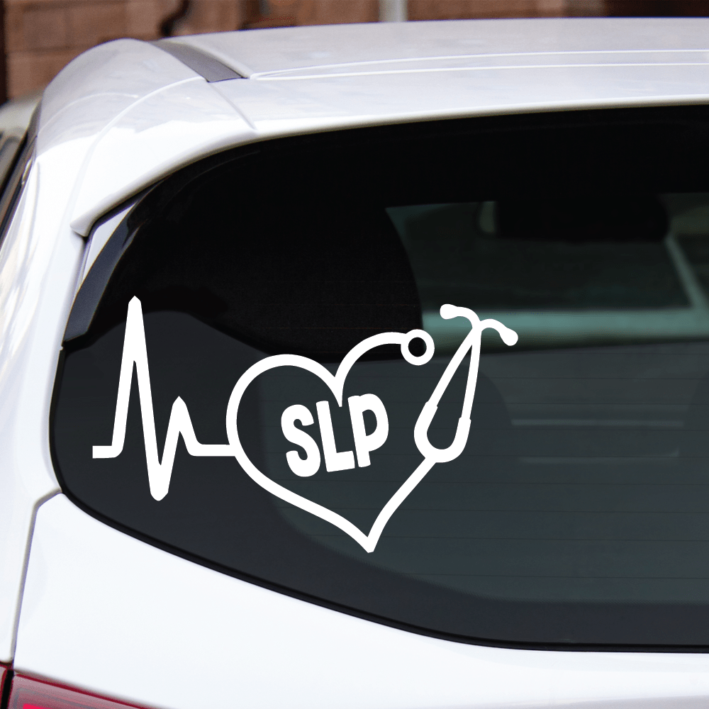 ShopVinylDesignStore.com Heartbeat SLP for Speech Language Pathologist Wide Shop Vinyl Design decals stickers