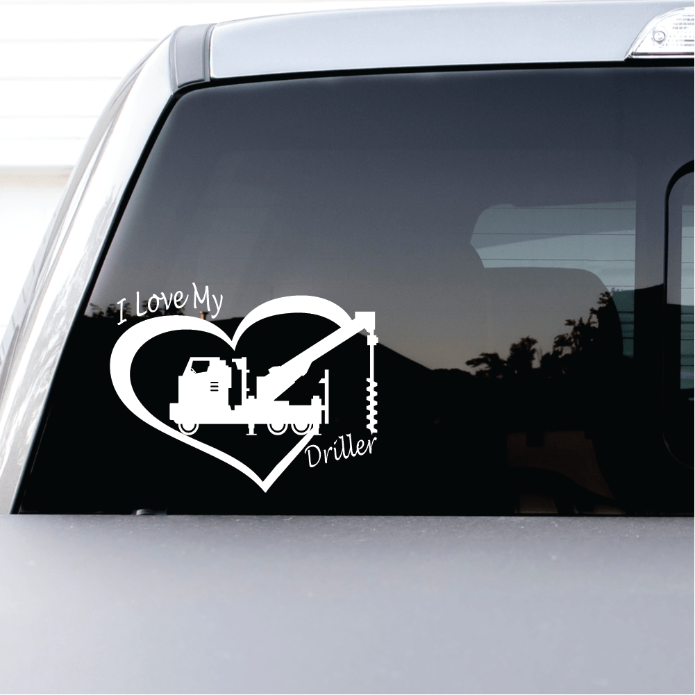 ShopVinylDesignStore.com I Love My Driller Wide Shop Vinyl Design decals stickers