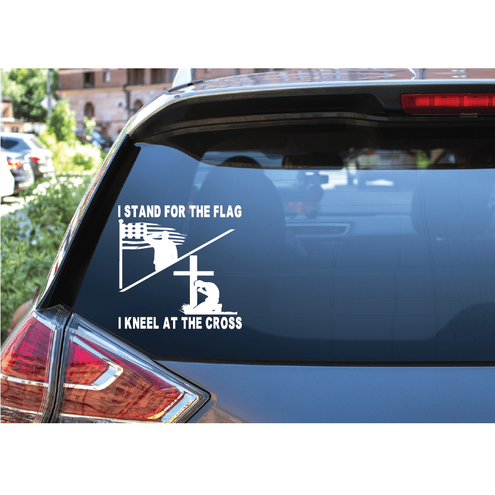 ShopVinylDesignStore.com I Stand For The Flag I Kneel At The Cross Wide Shop Vinyl Design decals stickers