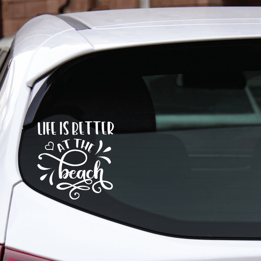 ShopVinylDesignStore.com Life Is Better At The Beach with Heart Wide Shop Vinyl Design decals stickers