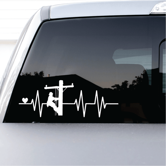 ShopVinylDesignStore.com Lineman Heartbeat Wide Shop Vinyl Design decals stickers
