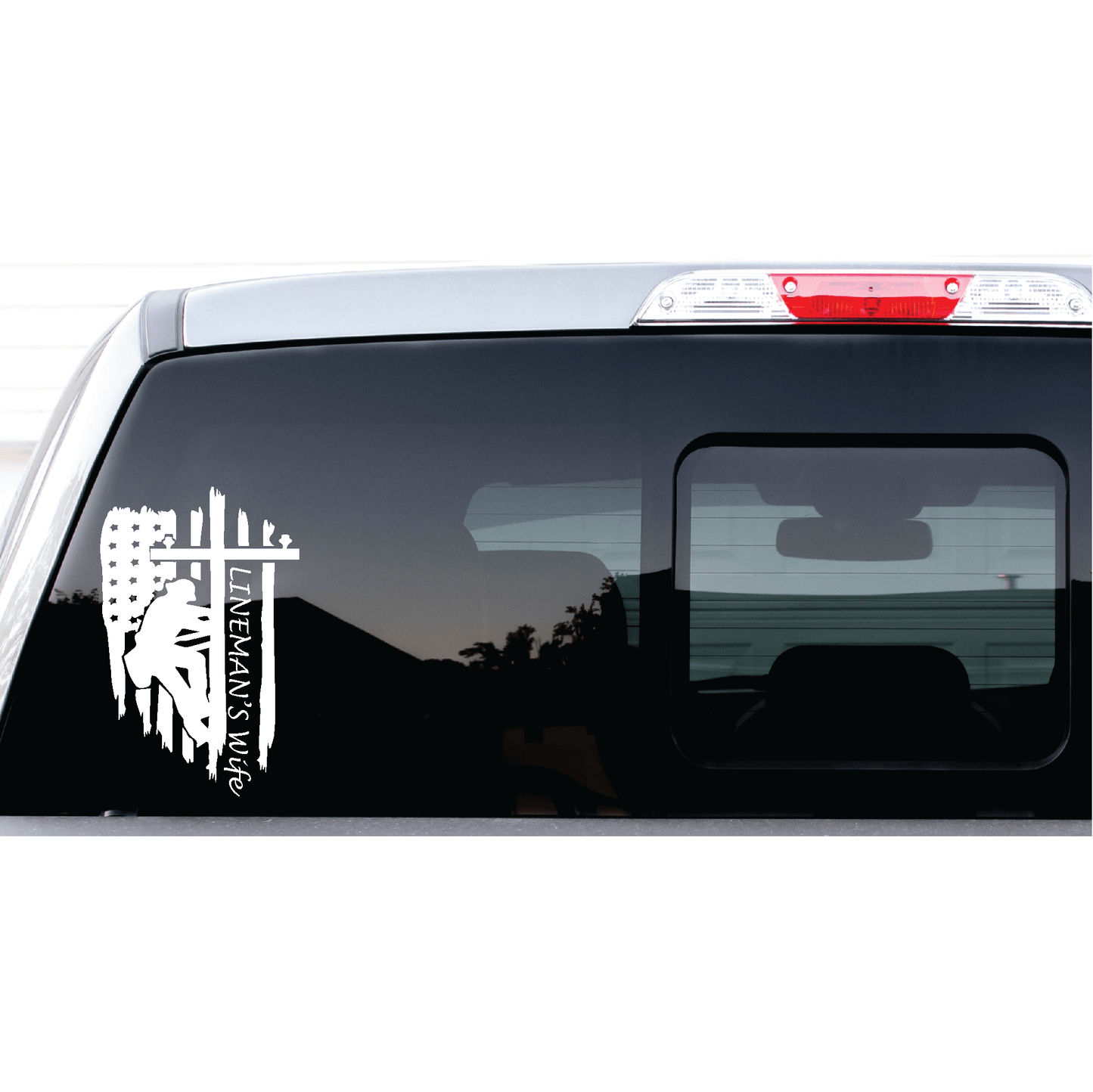 ShopVinylDesignStore.com Lineman's Wife USA Flag Wide Shop Vinyl Design decals stickers