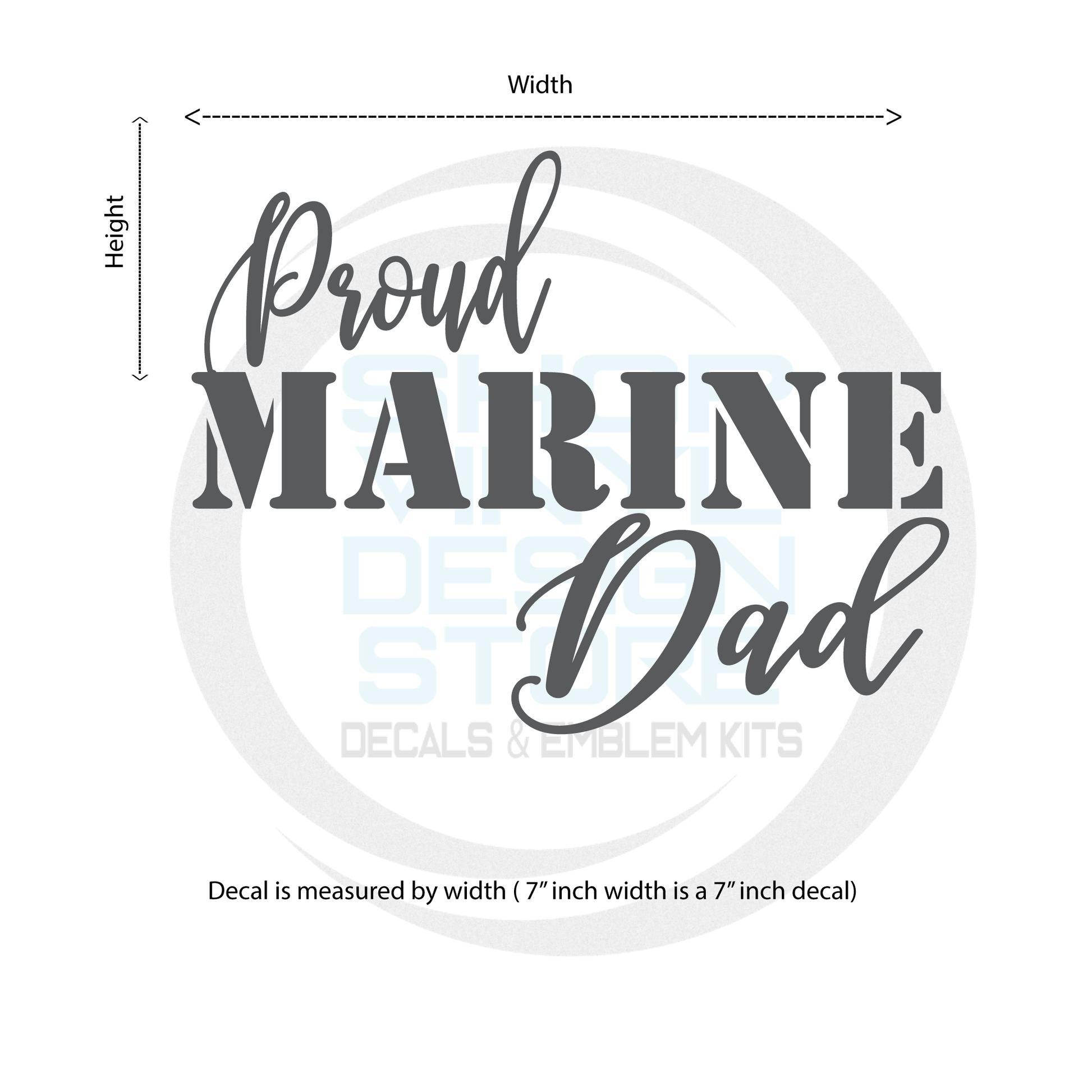 ShopVinylDesignStore.com Proud Marine Dad Wide Shop Vinyl Design decals stickers