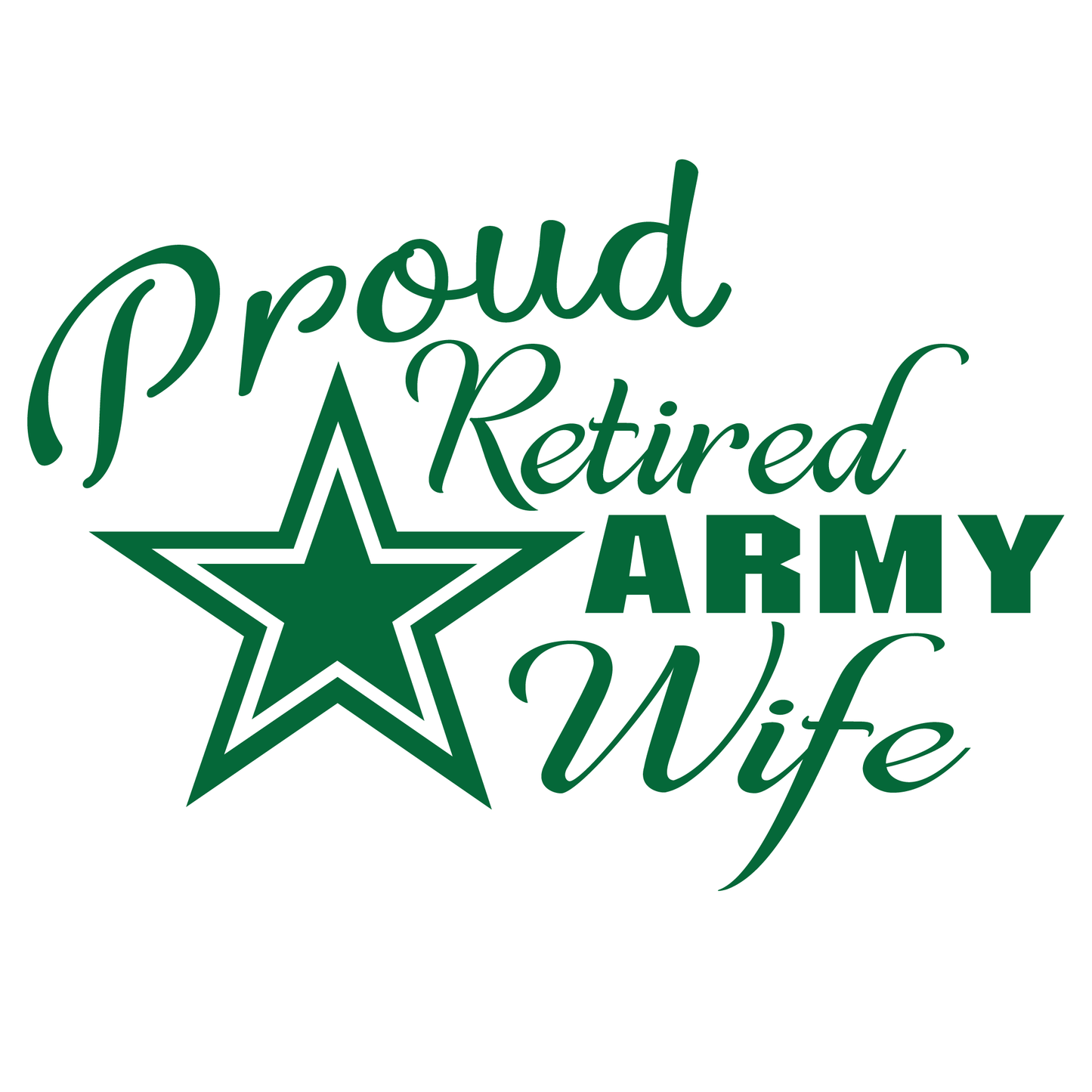 ShopVinylDesignStore.com Proud Retired Army Wife Wide Shop Vinyl Design decals stickers