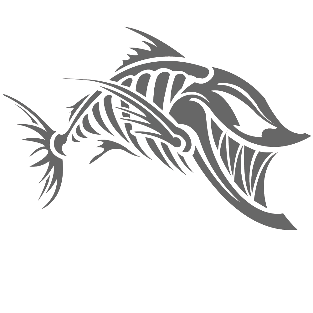 ShopVinylDesignStore.com Skeleton Bone Fish Style 002 Wide Shop Vinyl Design decals stickers
