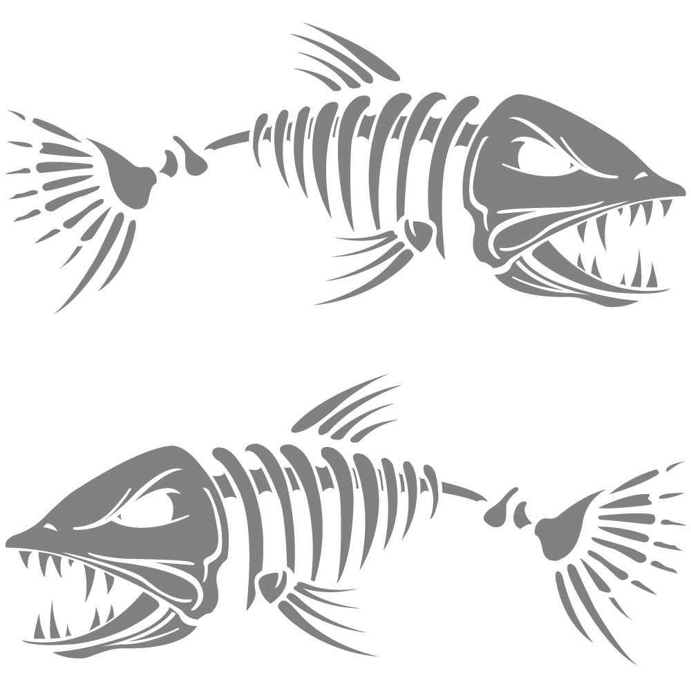 ShopVinylDesignStore.com Skeleton Fish Style 001A Wide Shop Vinyl Design decals stickers