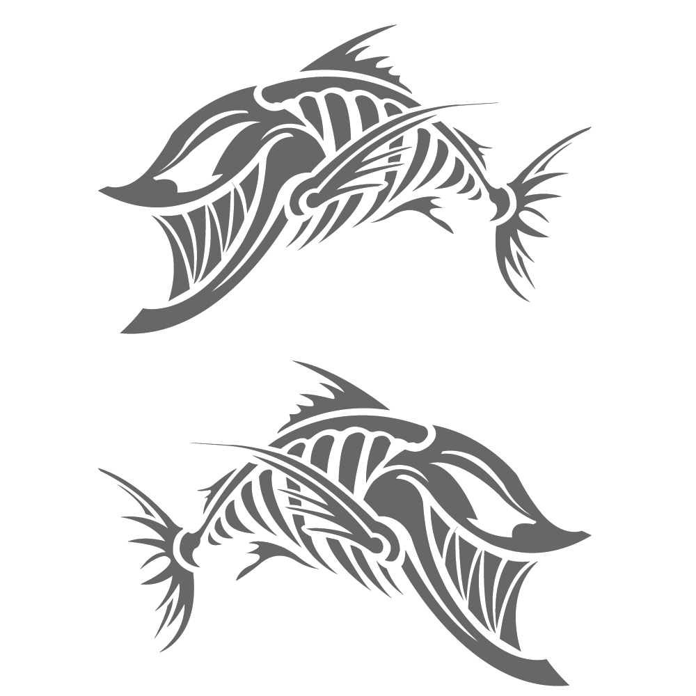 ShopVinylDesignStore.com Skeleton Fish Style 002A Wide Shop Vinyl Design decals stickers