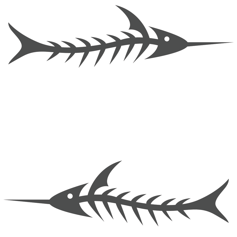 ShopVinylDesignStore.com Skeleton Fish Style 003A Wide Shop Vinyl Design decals stickers