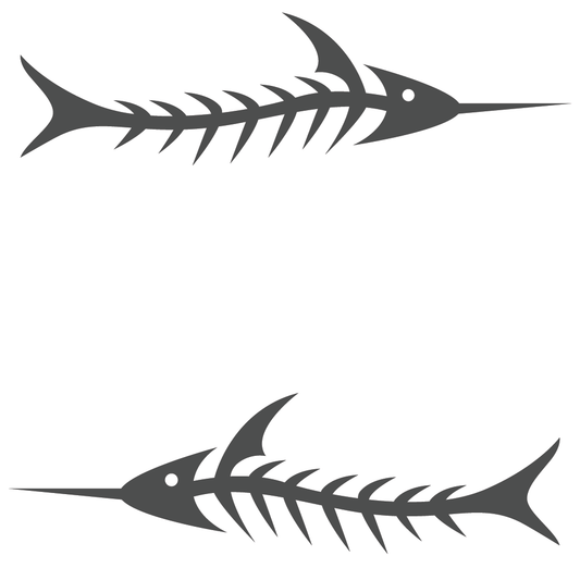 ShopVinylDesignStore.com Skeleton Fish Style 003A Wide Shop Vinyl Design decals stickers
