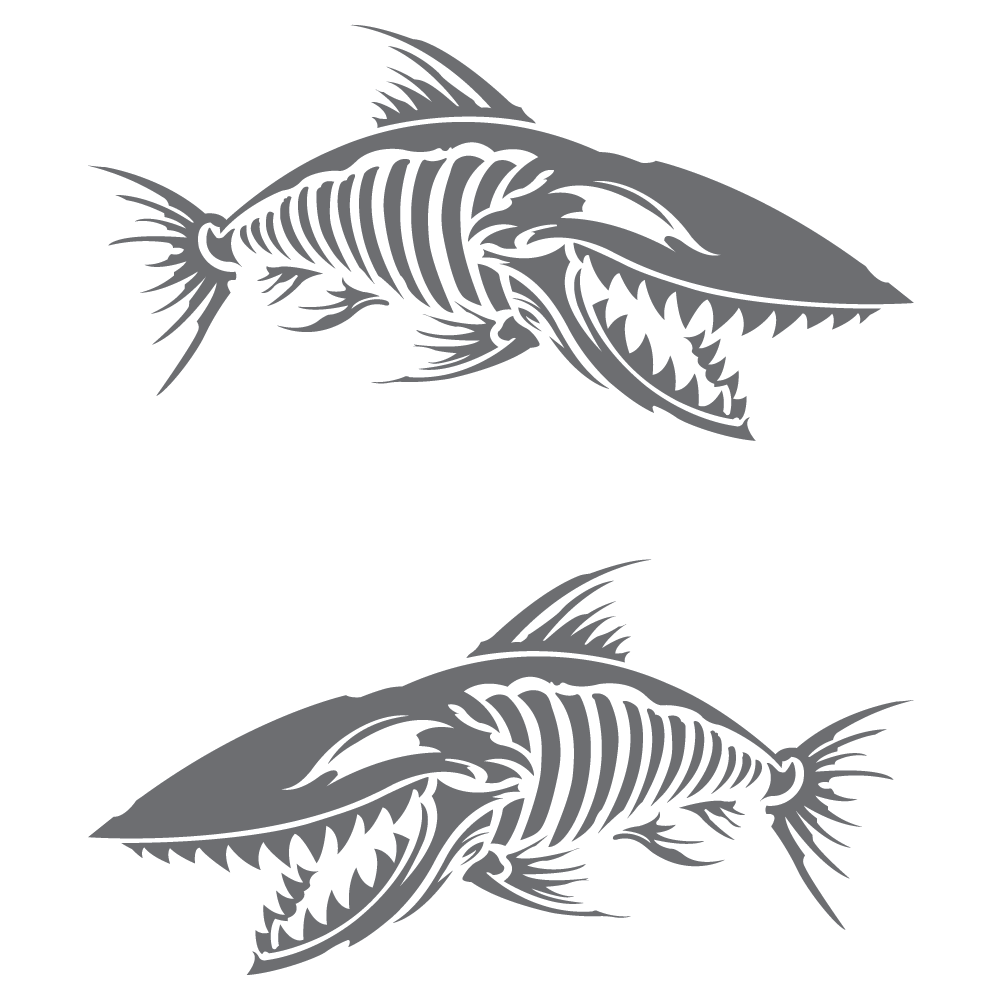 ShopVinylDesignStore.com Skeleton Fish Style 004A Wide Shop Vinyl Design decals stickers