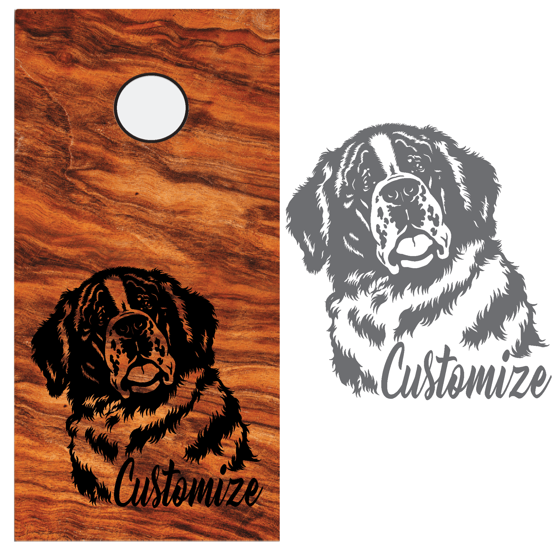 ShopVinylDesignStore.com St. Bernard and Custom Text for Corn Hole Boards Wide Style 19 Shop Vinyl Design decals stickers
