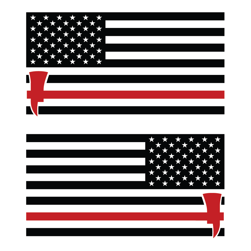 USA FLAG Firefighter Ax (set of 2) Vinyl Graphic Decals by Shop