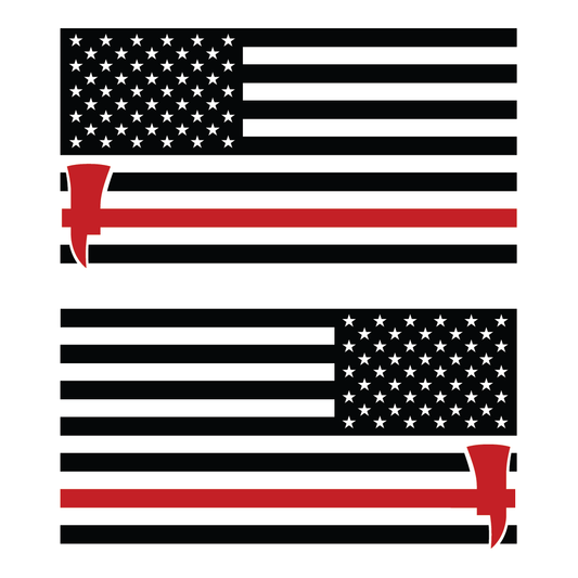 ShopVinylDesignStore.com USA FLAG with Firefighter Ax (set of 2) Firefighter 2 color Shop Vinyl Design decals stickers