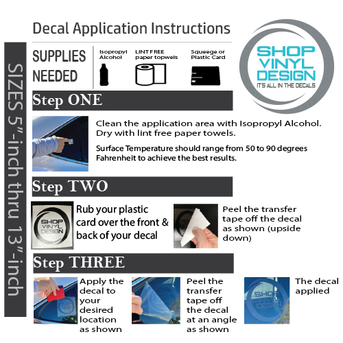 APPLICATION INSTRUSCTIONS SMALL DECAL BY SHOP VINYL DESIGN
