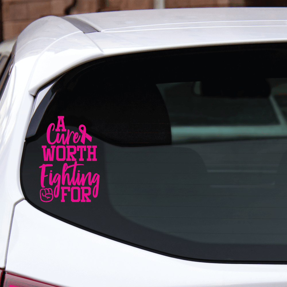 A CURE WORTH FIGHTING FOR DECAL ON CAR WINDOW DESIGN IN PICTURE FRAME BY SHOP VINYL DESIGN