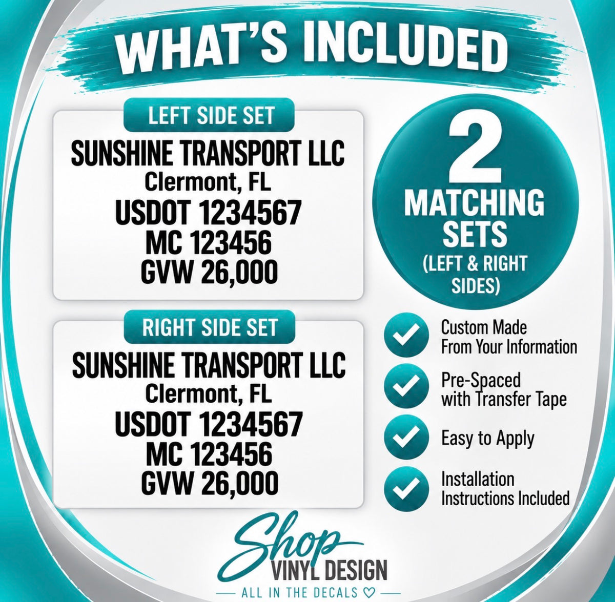 Custom USDOT Commercial Truck Lettering Kit – Set of 2