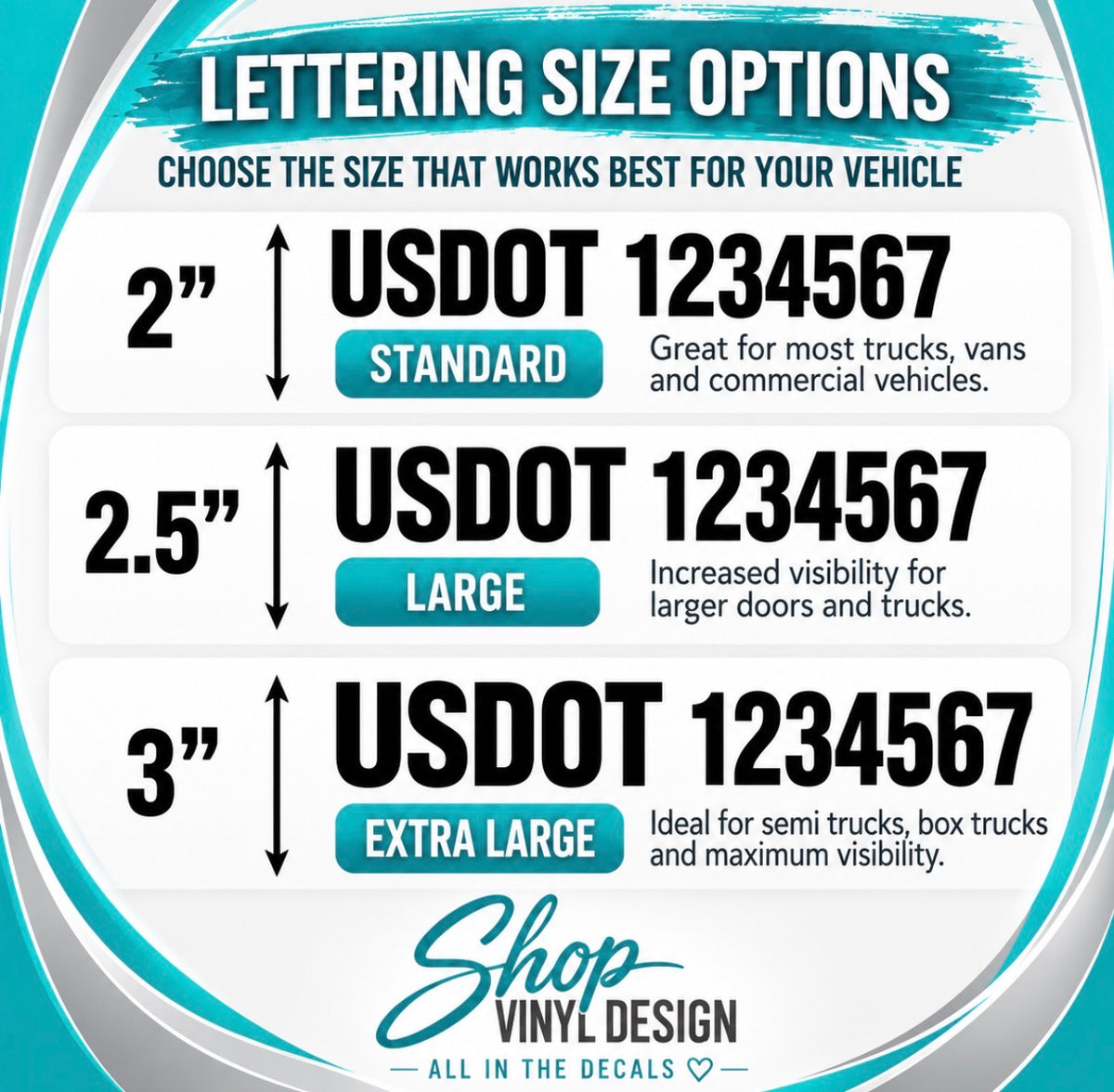 Custom USDOT Commercial Truck Lettering Kit – Set of 2