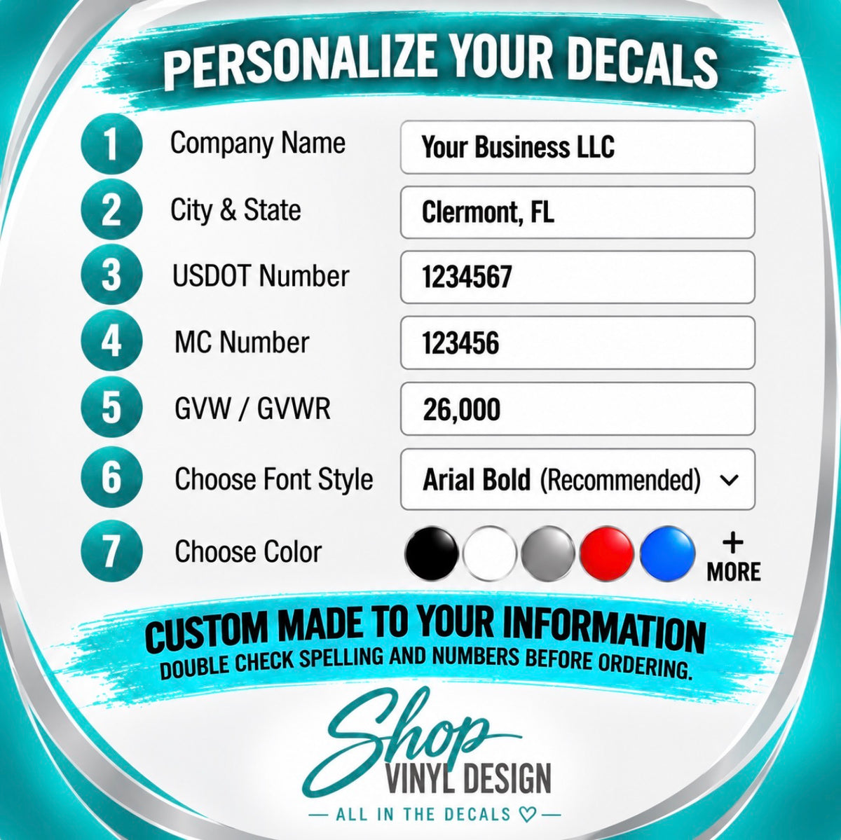 Custom USDOT Commercial Truck Lettering Kit – Set of 2