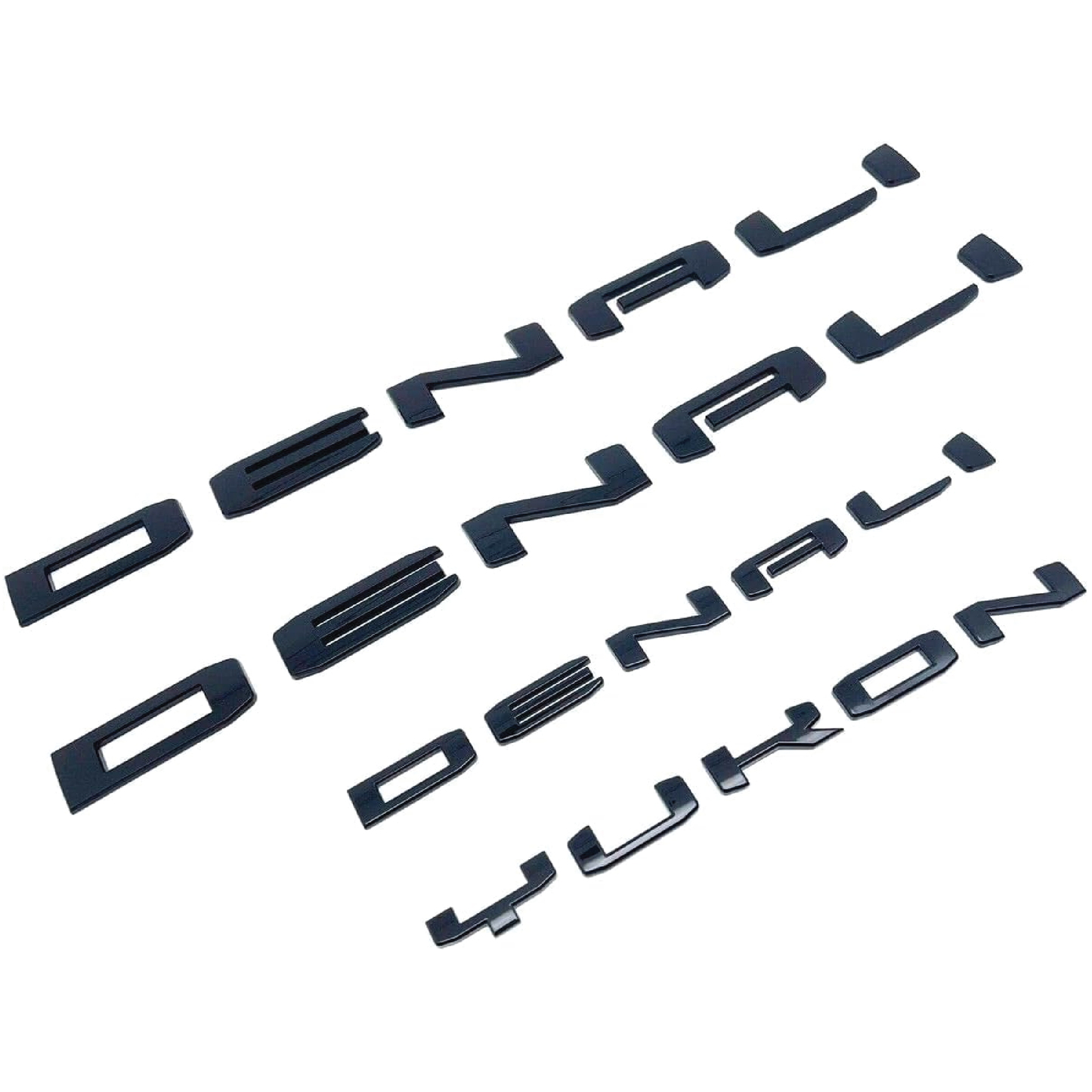 4pcs Door Rear Denali Yukon Emblems Letters Compatible with 2022 - 2023 Gloss Black