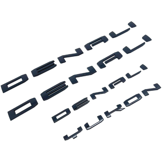 4pcs Door Rear Denali Yukon Emblems Letters Compatible with 2022 - 2023 Gloss Black