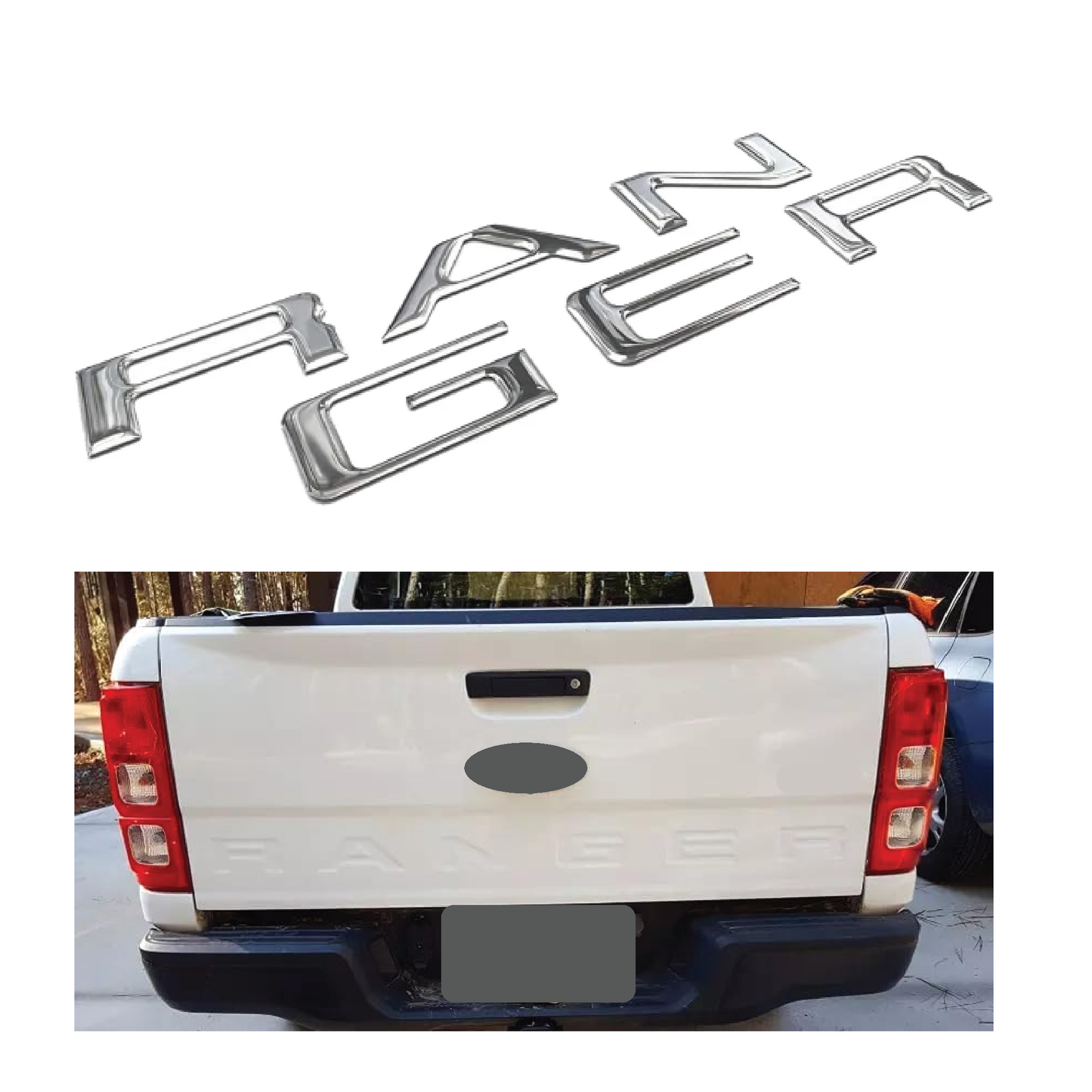 Replacement for Ford Ranger 3D Raised Tailgate Letters CHROME || 2019 - 2021