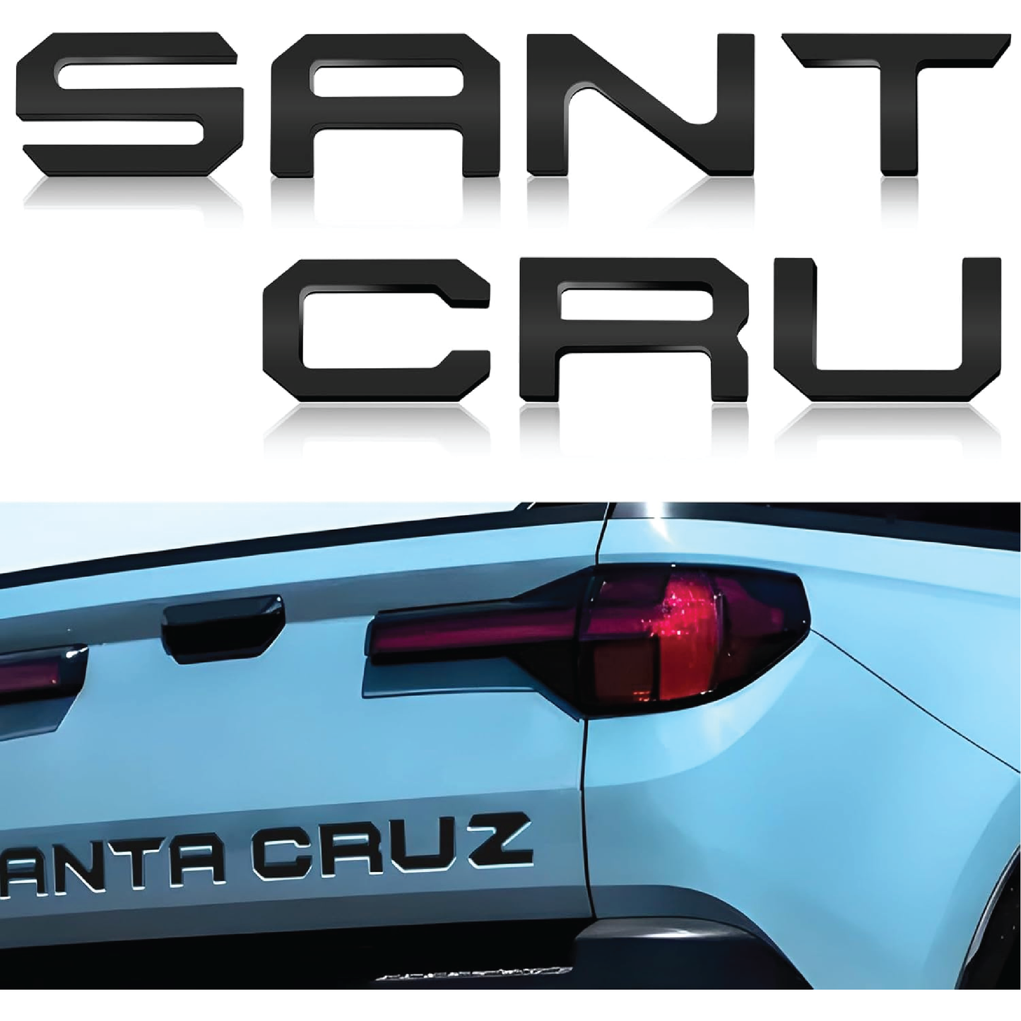 Replacement for Hyundai Santa Cruz Tailgate 3D Raised Letters Black Matte || 2022 - 2024