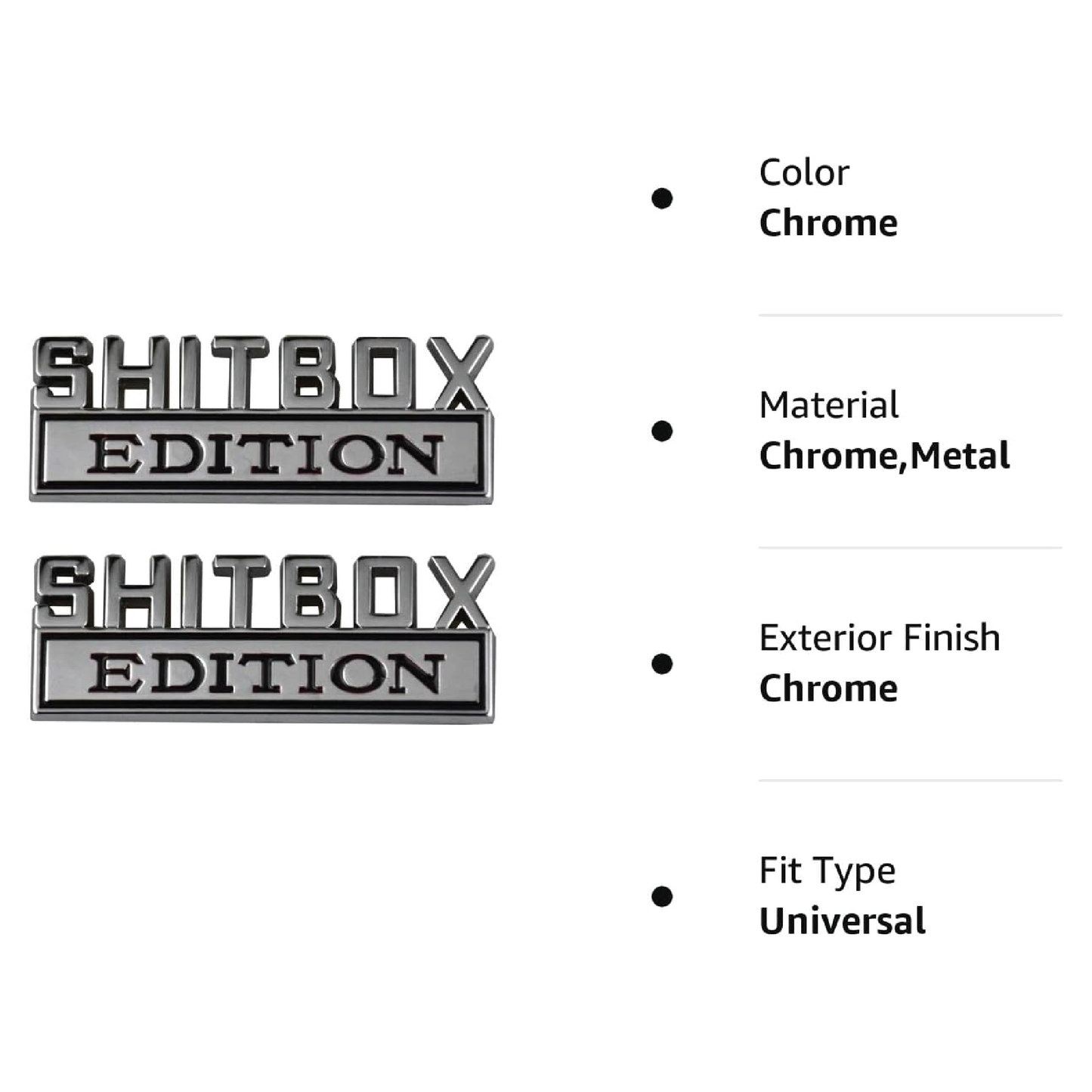 SHITBOX Edition Vehicle Emblem || 2pc