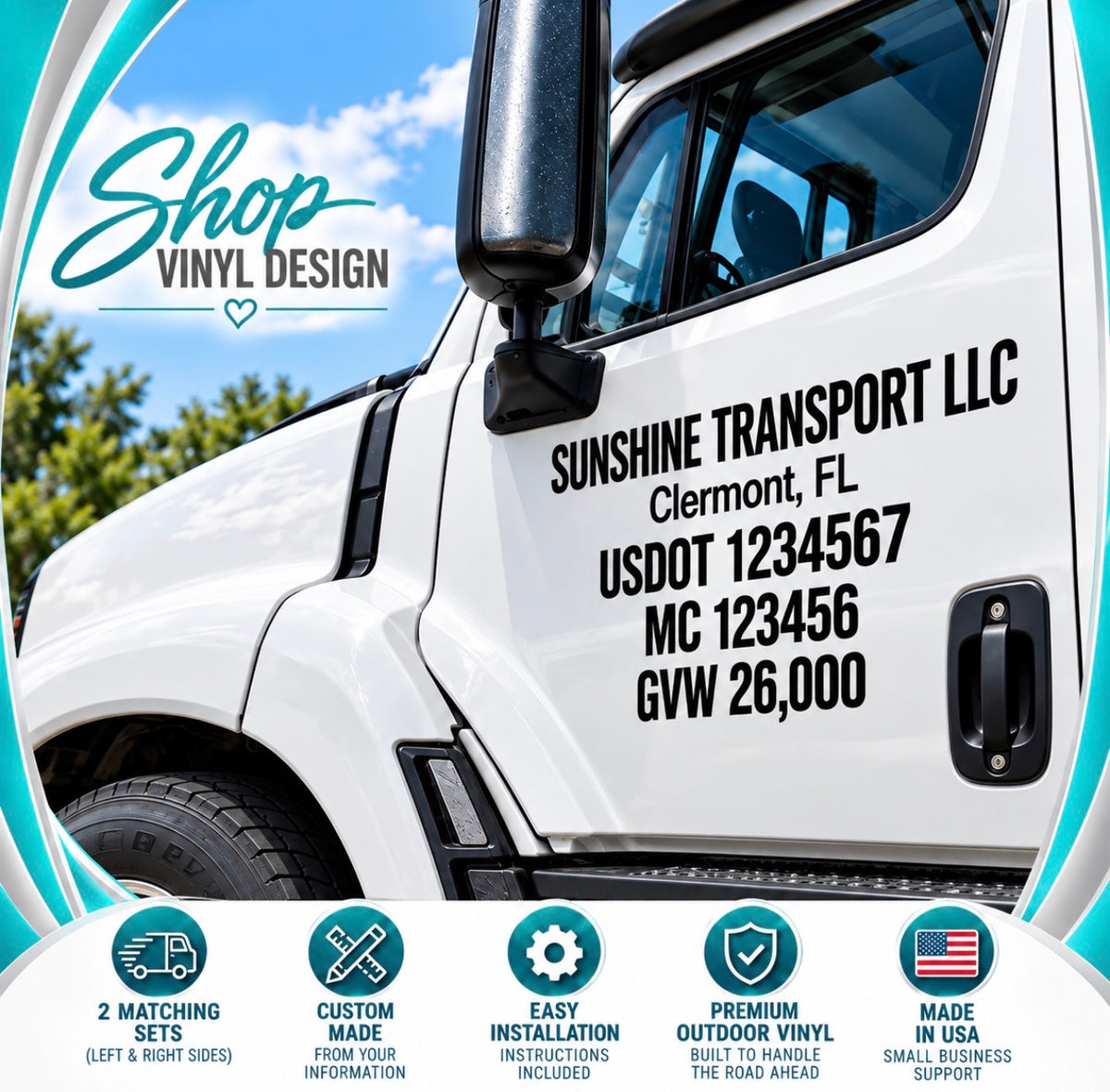 Custom USDOT Commercial Truck Lettering Kit – Set of 2