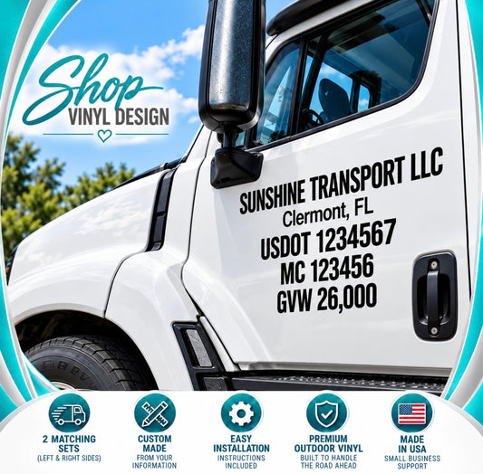 Custom USDOT Commercial Truck Lettering Kit – Set of 2