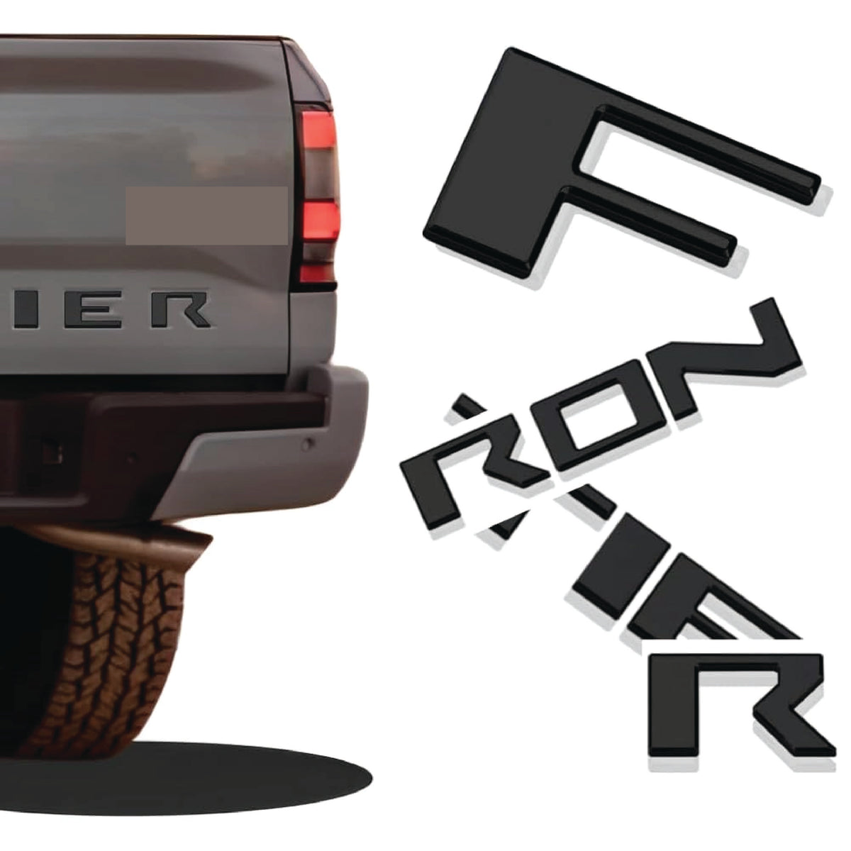 Frontier Letters Replacement for Nissan Frontier 3D Raised Tailgate Letters BLACK MATTE ...