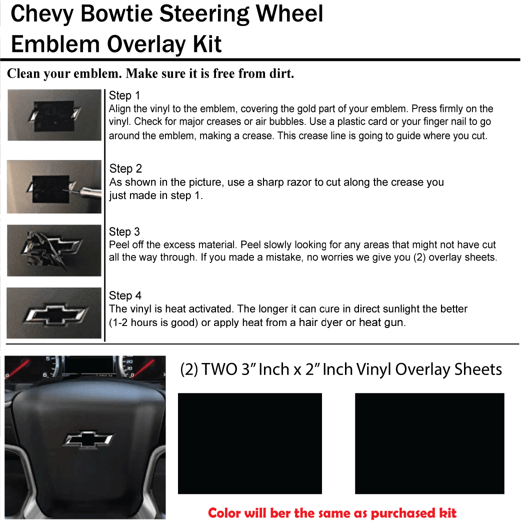Shop Vinyl Design Bowtie Steering Wheel Emblem Wrap Kit Steering Chevy Overlay Kit Shop Vinyl Design decals stickers