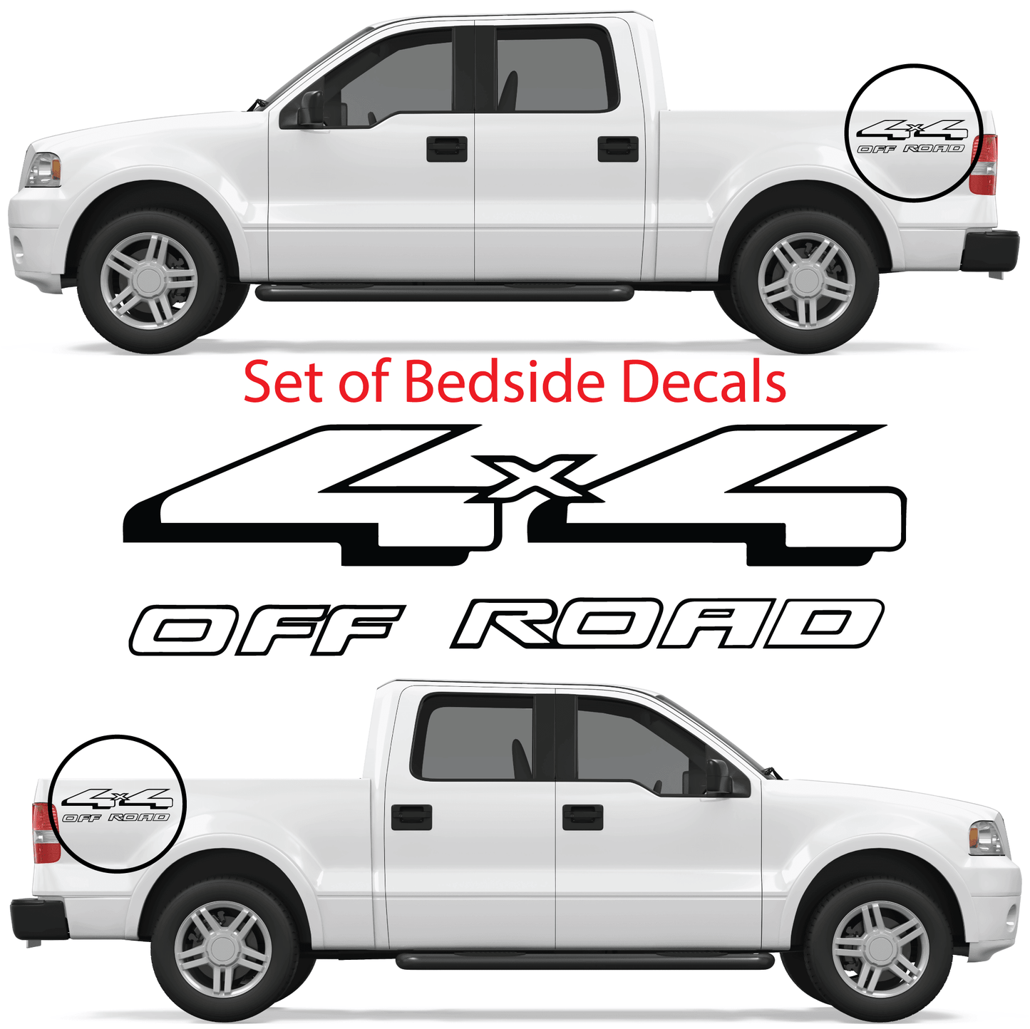 Shop Vinyl Design F-150 F-250 Trucks 4 x 4 Off Road Replacement Bedside Decals #08 (14x4) Vehicle decal 001 Black Gloss Shop Vinyl Design decals stickers