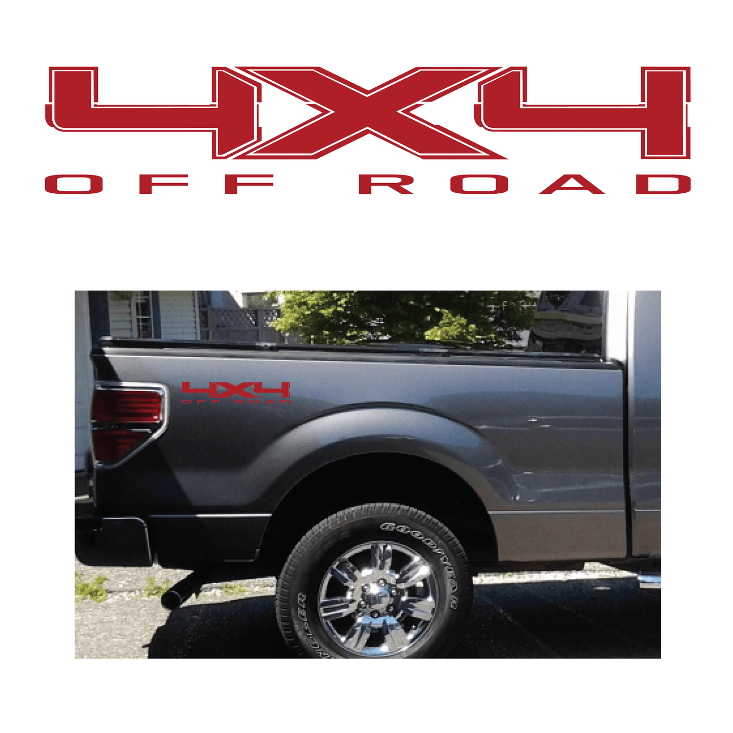 Shop Vinyl Design F-150 F-250 Trucks 4 x 4 Off Road Replacement Bedside Decals #10 Vehicle decal 001 Red Gloss Shop Vinyl Design decals stickers