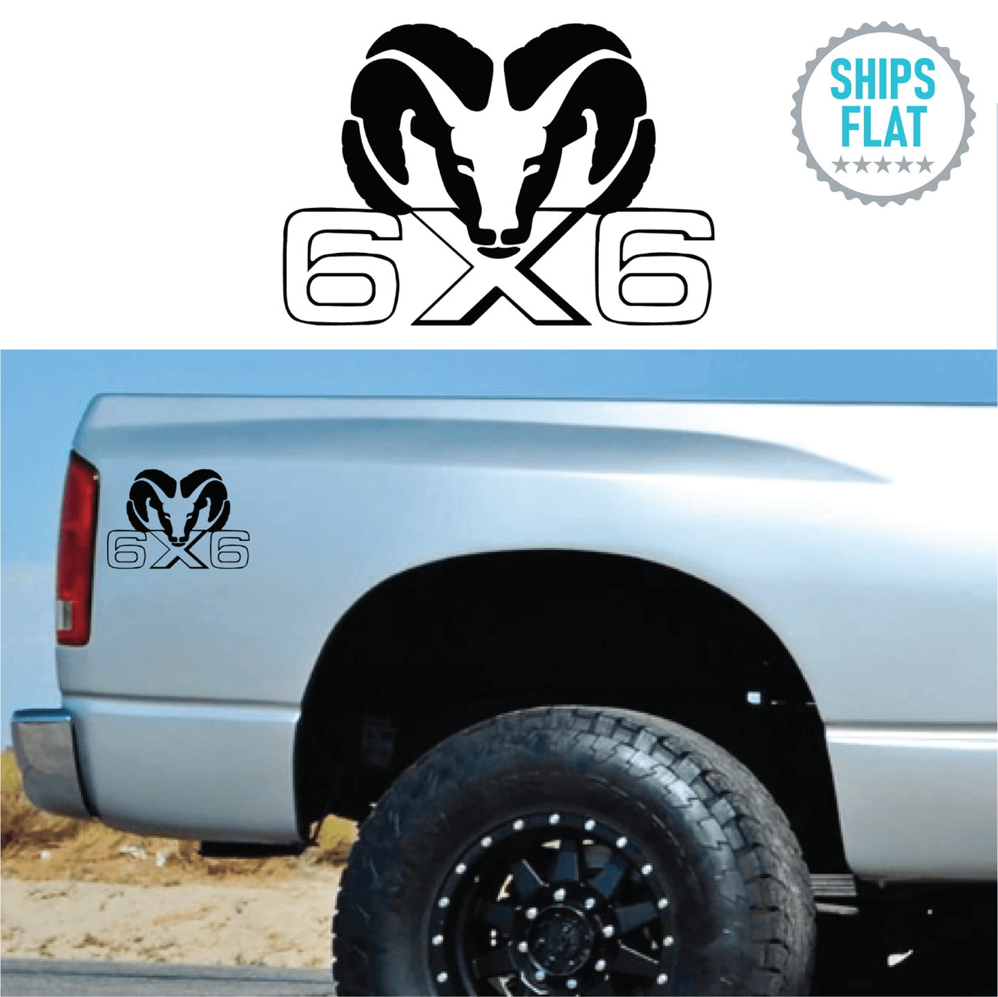 Shop Vinyl Design RAM Trucks 6 x 6 Replacement Bedside Decals #001 Vehicle decal 001 Black Gloss Shop Vinyl Design decals stickers