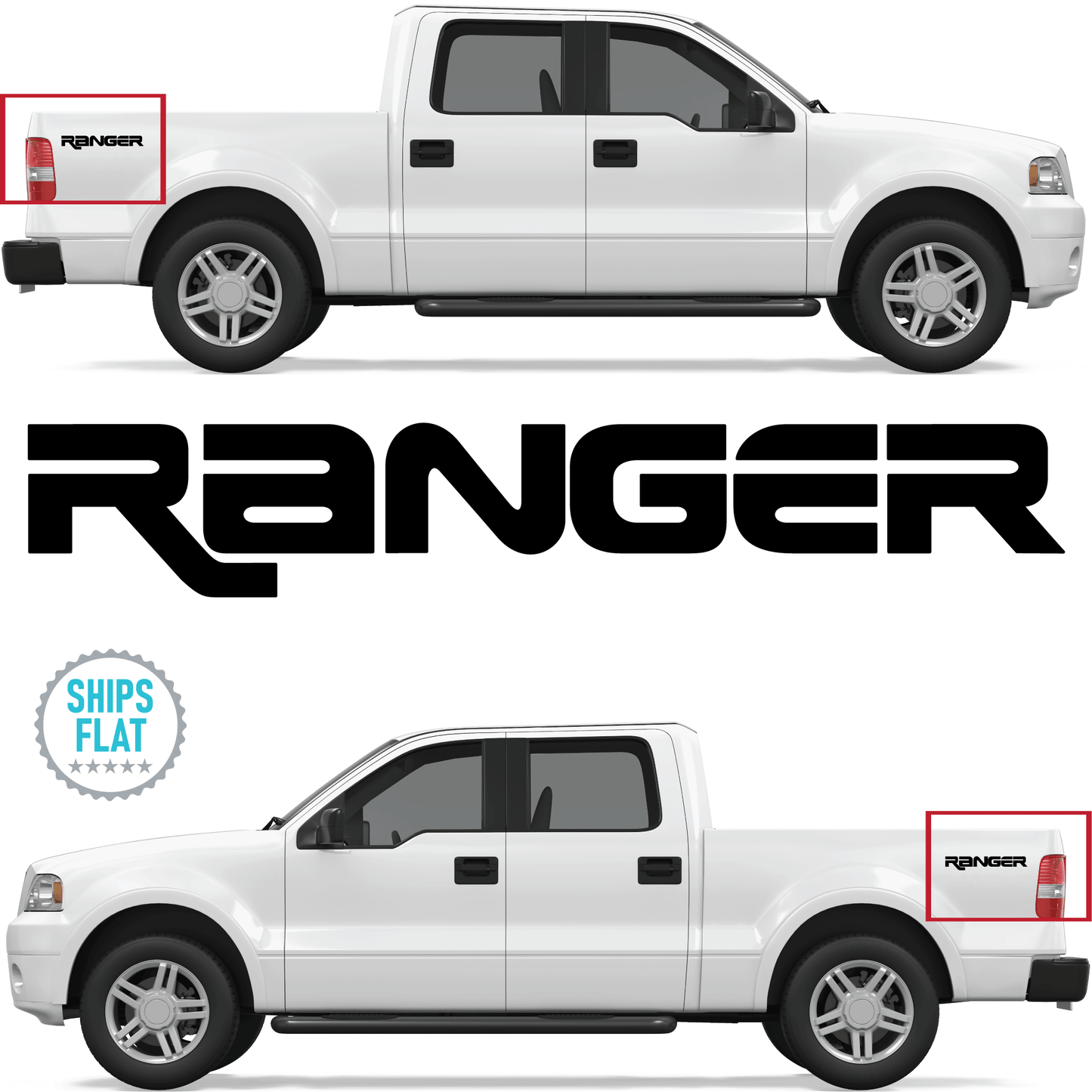 Shop Vinyl Design Ranger Trucks Replacement Bedside Decals #001 Vehicle 001 Black Gloss Shop Vinyl Design decals stickers