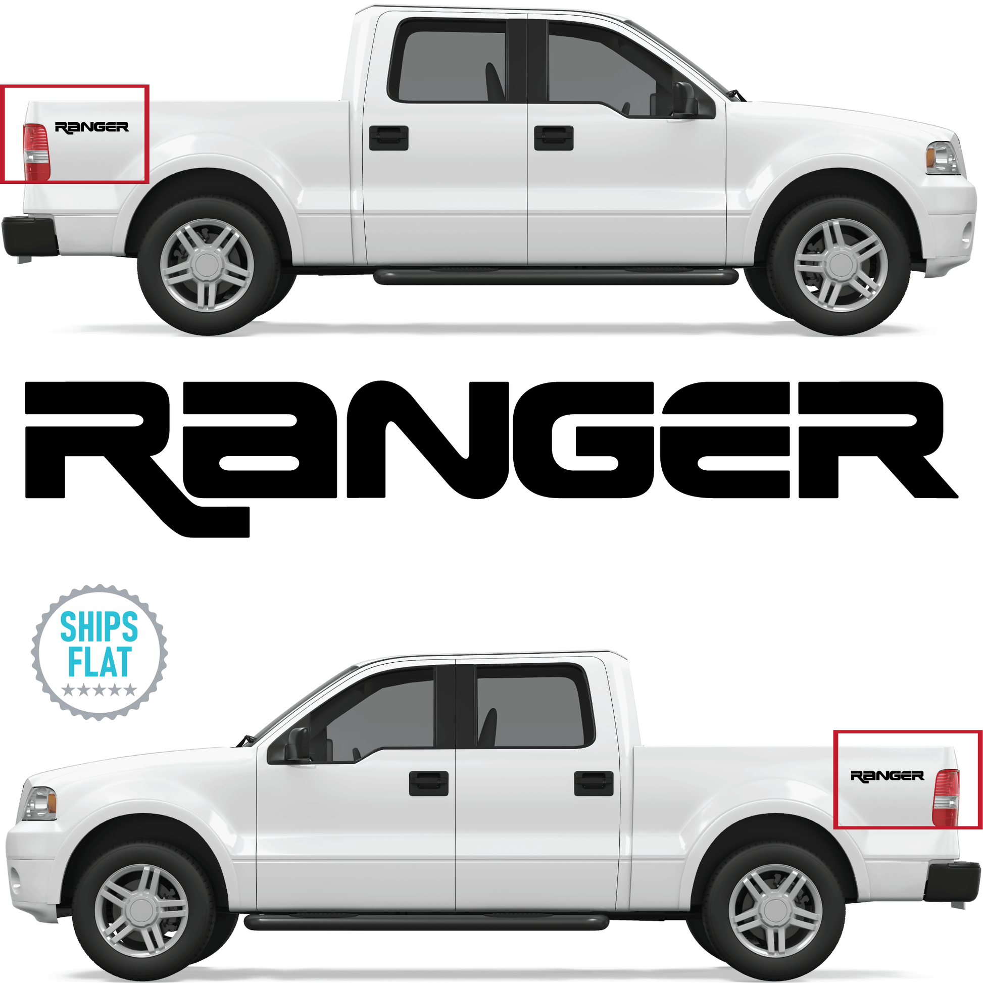 Shop Vinyl Design Ranger Trucks Replacement Bedside Decals #001 Vehicle 001 Black Gloss Shop Vinyl Design decals stickers