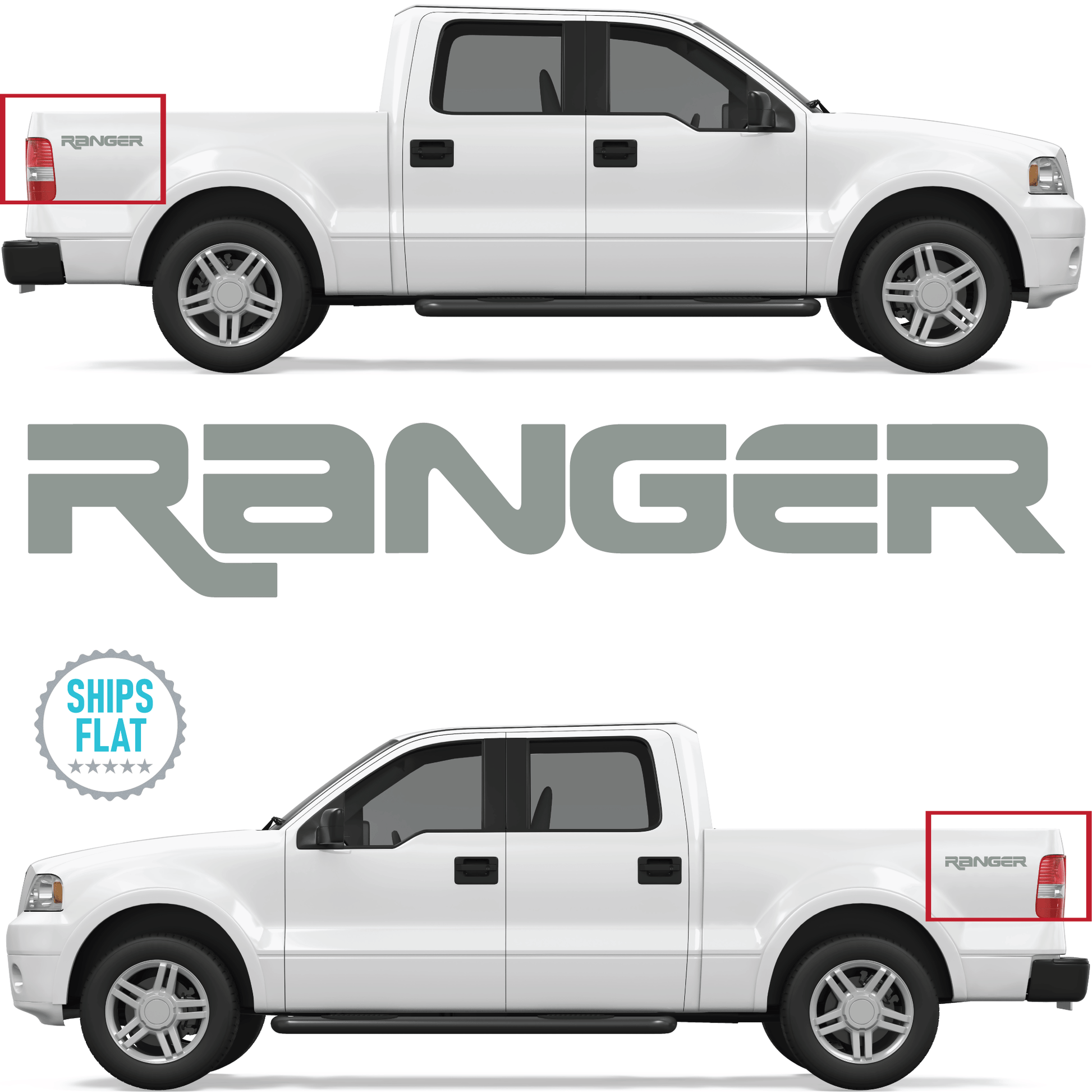 Shop Vinyl Design Ranger Trucks Replacement Bedside Decals #001 Vehicle 001 Grey Gloss Shop Vinyl Design decals stickers