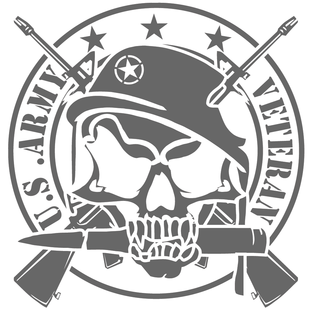 ShopVinylDesignStore.com Army United States Army Veteran with Skull and Guns Wide Shop Vinyl Design decals stickers