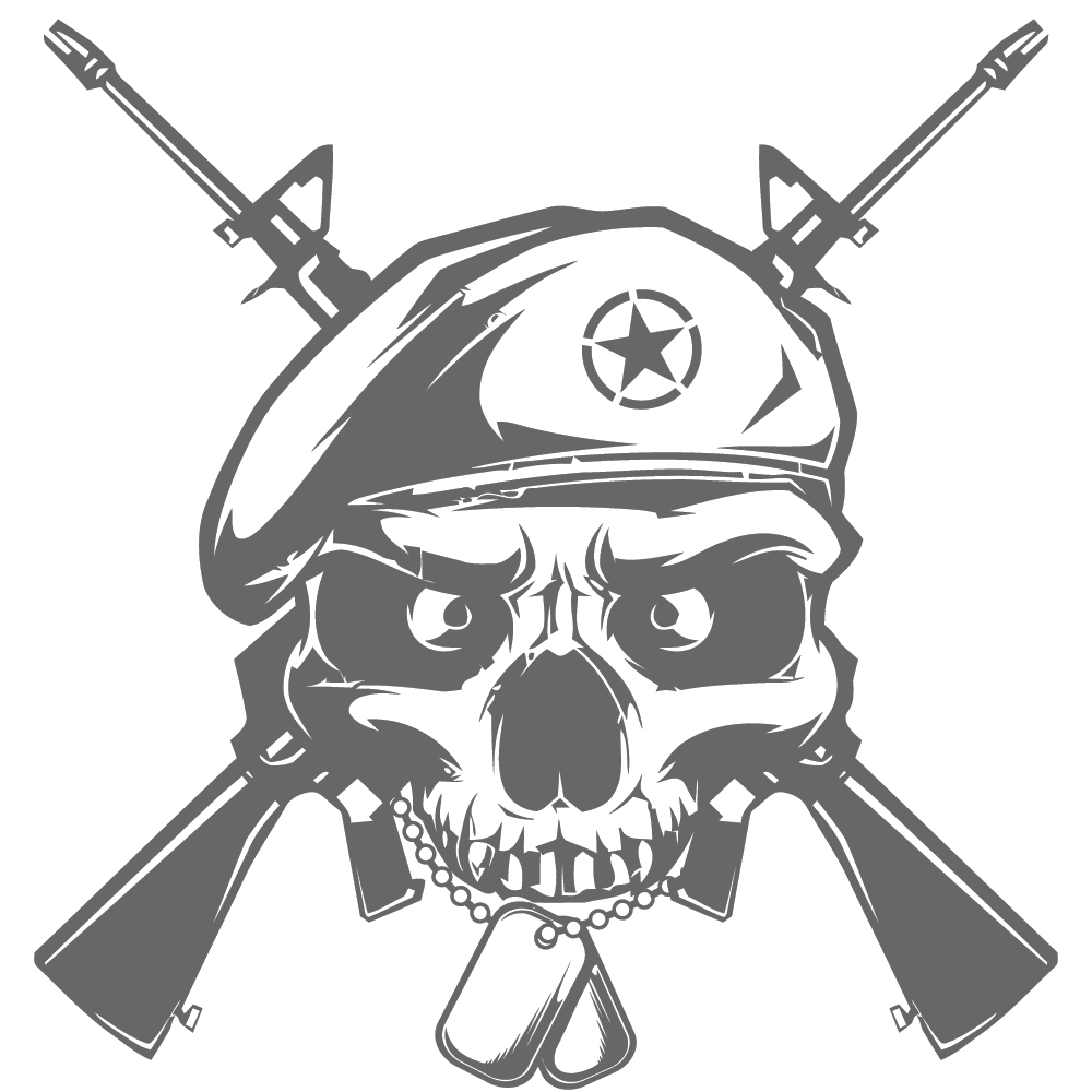 ShopVinylDesignStore.com Army United States Army with Skull and Guns Wide Shop Vinyl Design decals stickers