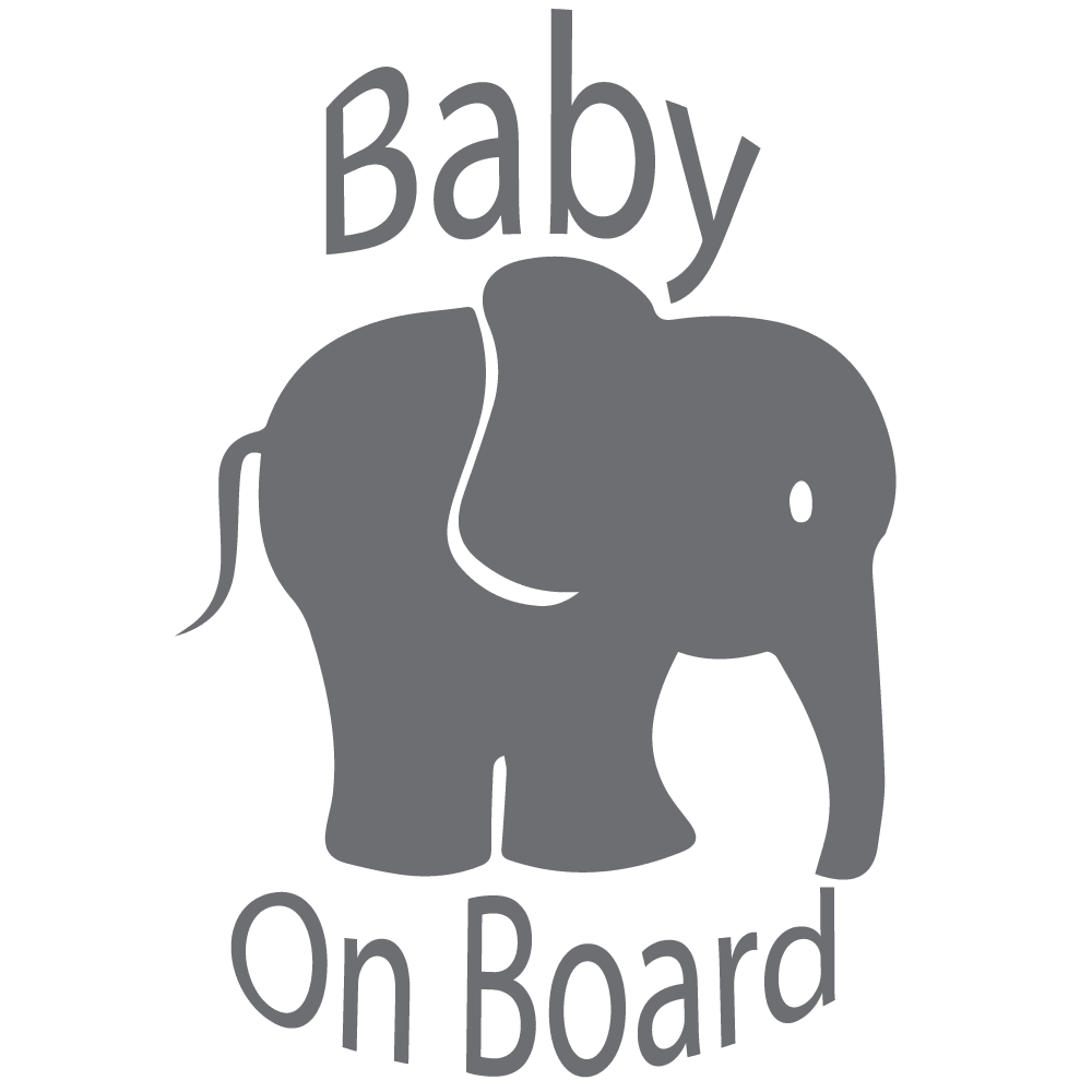 ShopVinylDesignStore.com Baby On Board with Elephant Wide Shop Vinyl Design decals stickers