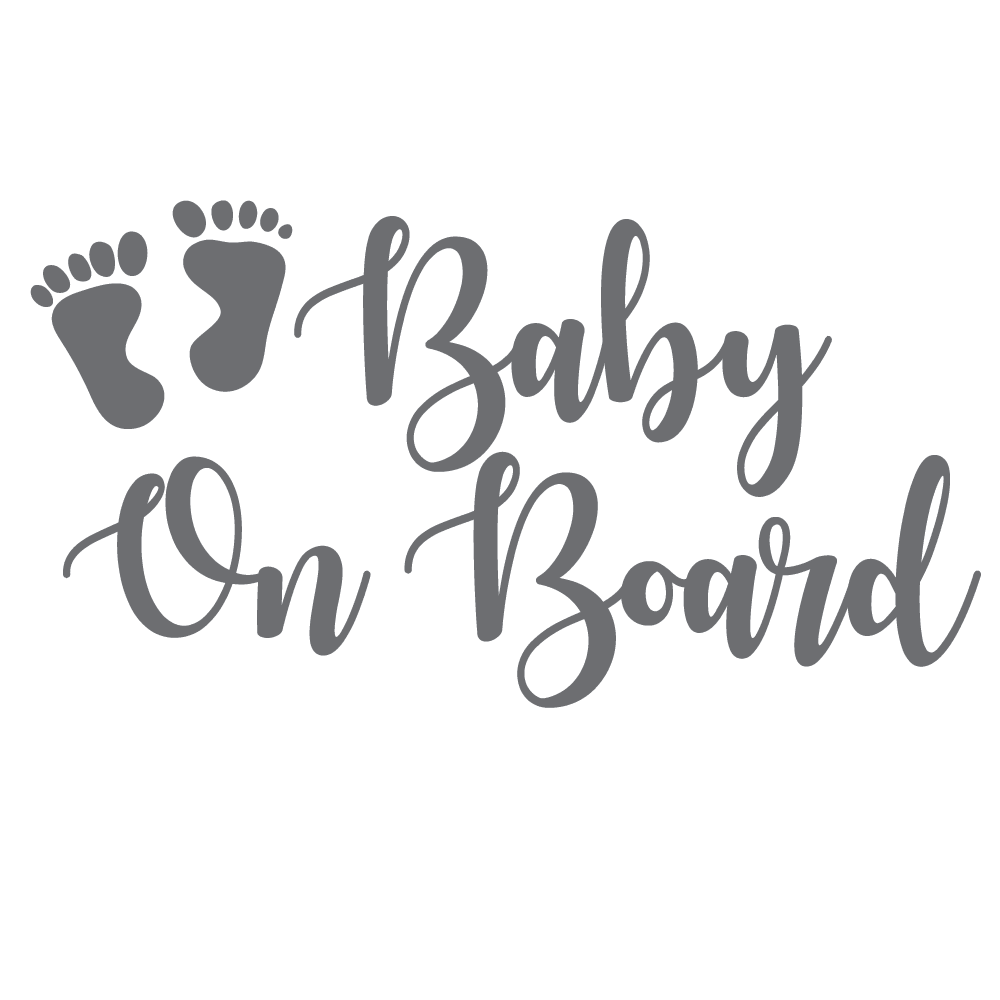 ShopVinylDesignStore.com Baby On Board with Feet Wide Shop Vinyl Design decals stickers