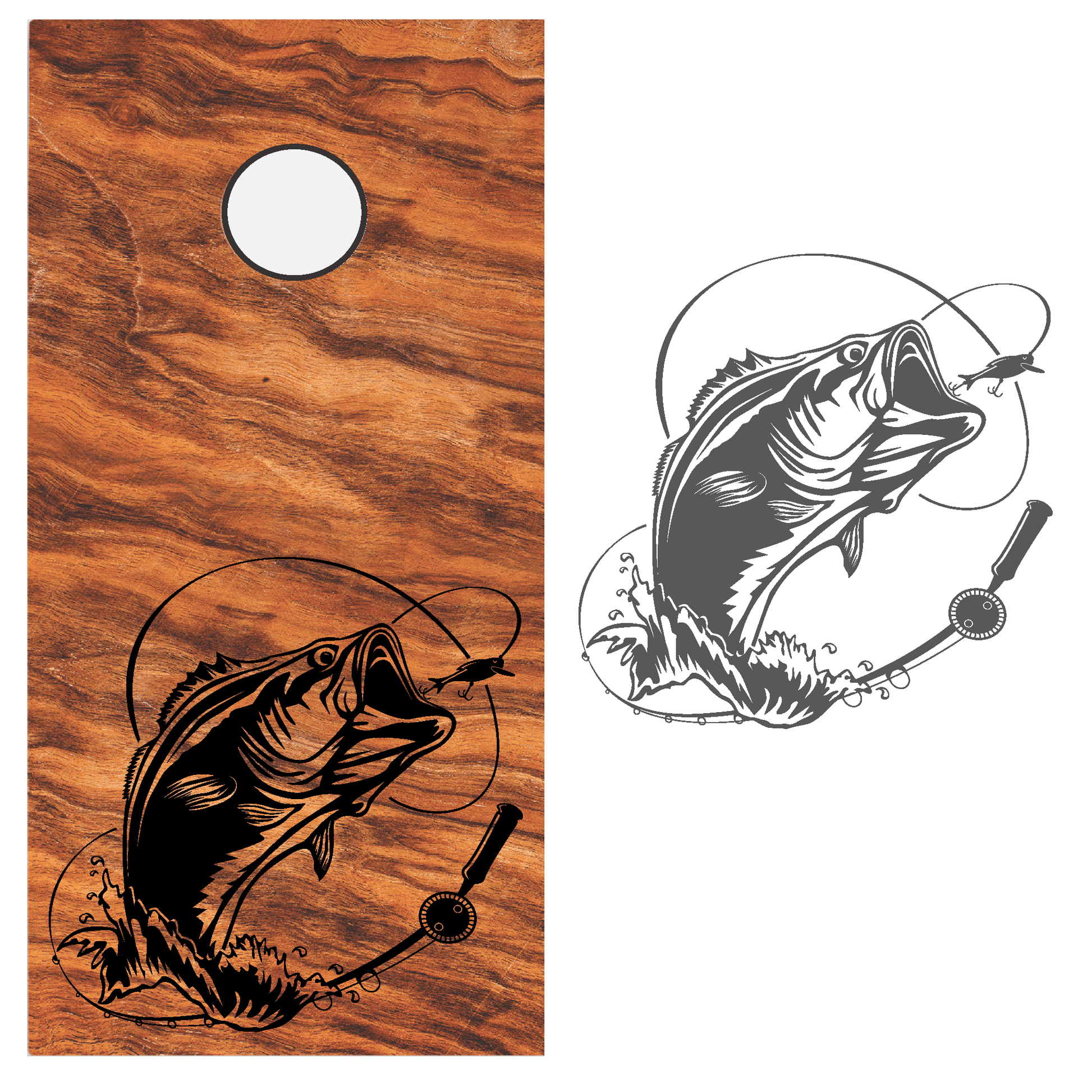 Bass Fish and Rod for Corn Hole Boards – Shop Vinyl Design