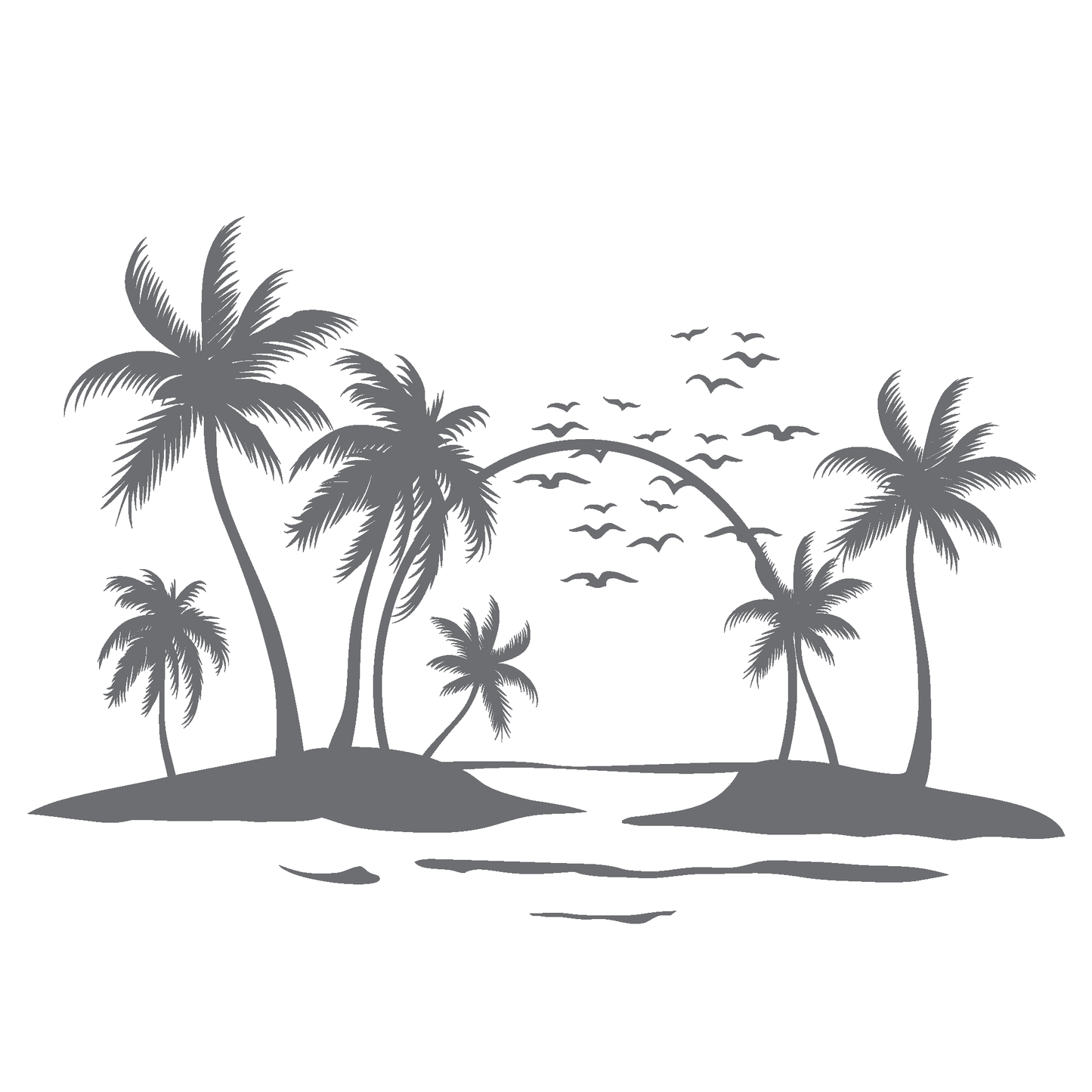 ShopVinylDesignStore.com Beach with Palm Trees and Birds for Corn Hole Boards Wide Style 04 Shop Vinyl Design decals stickers