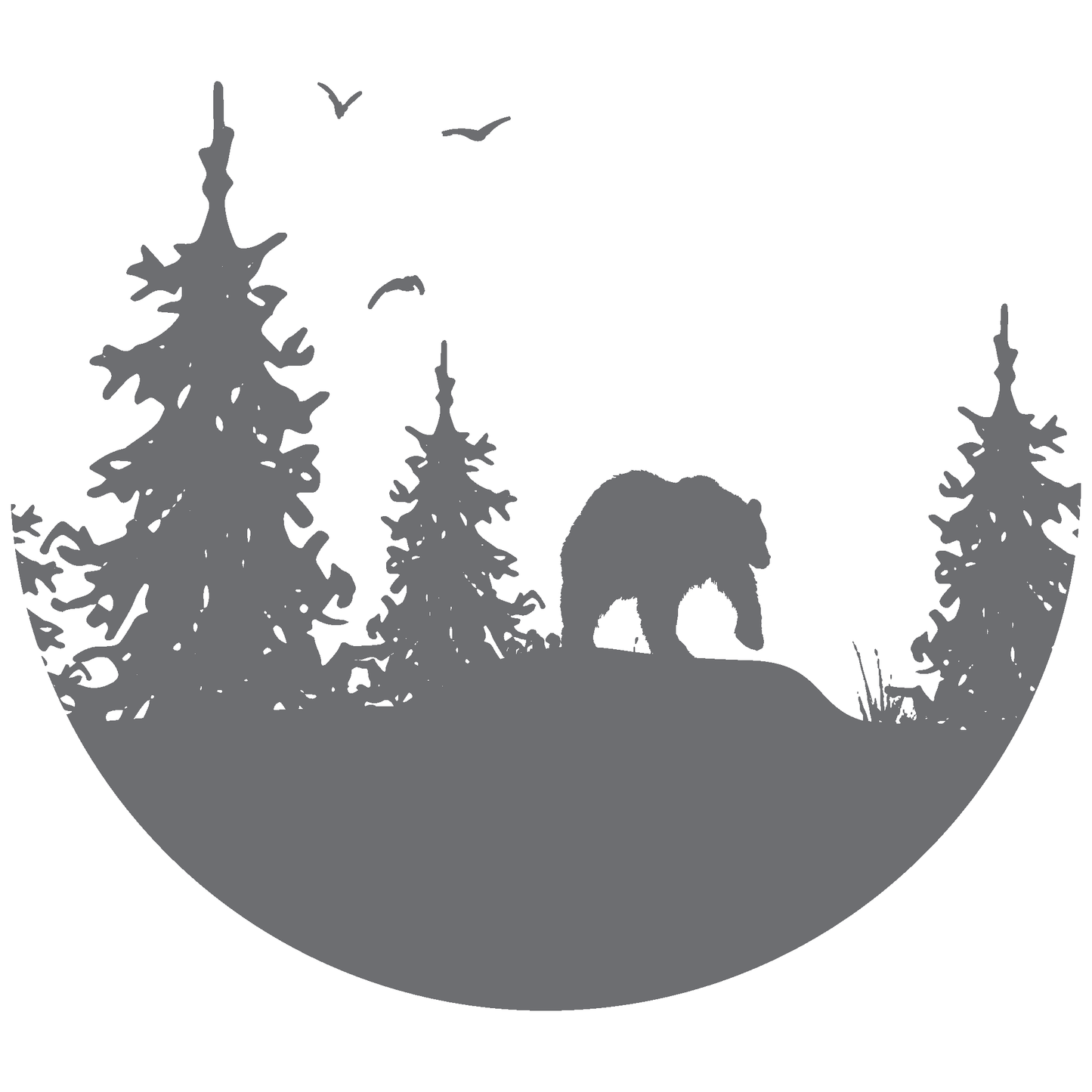 ShopVinylDesignStore.com Bear in Half Moon with Forest Scenery Wide Shop Vinyl Design decals stickers