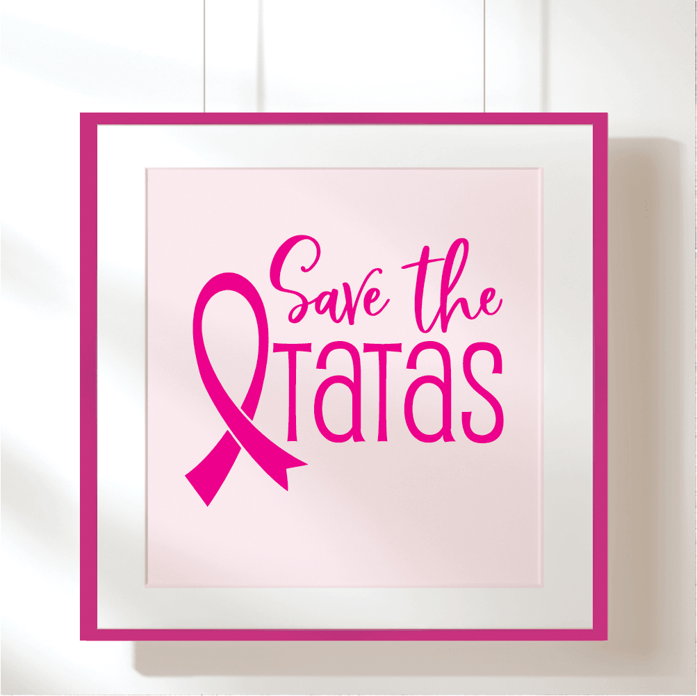 ShopVinylDesignStore.com Breast Cancer, Save The Tatas with Ribbon Breast Cancer Shop Vinyl Design decals stickers