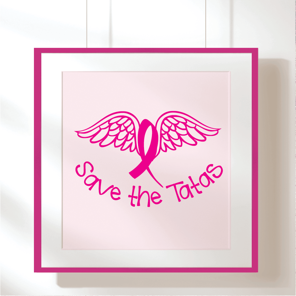 ShopVinylDesignStore.com Breast Cancer, Save The Tatas with Wings Breast Cancer Shop Vinyl Design decals stickers