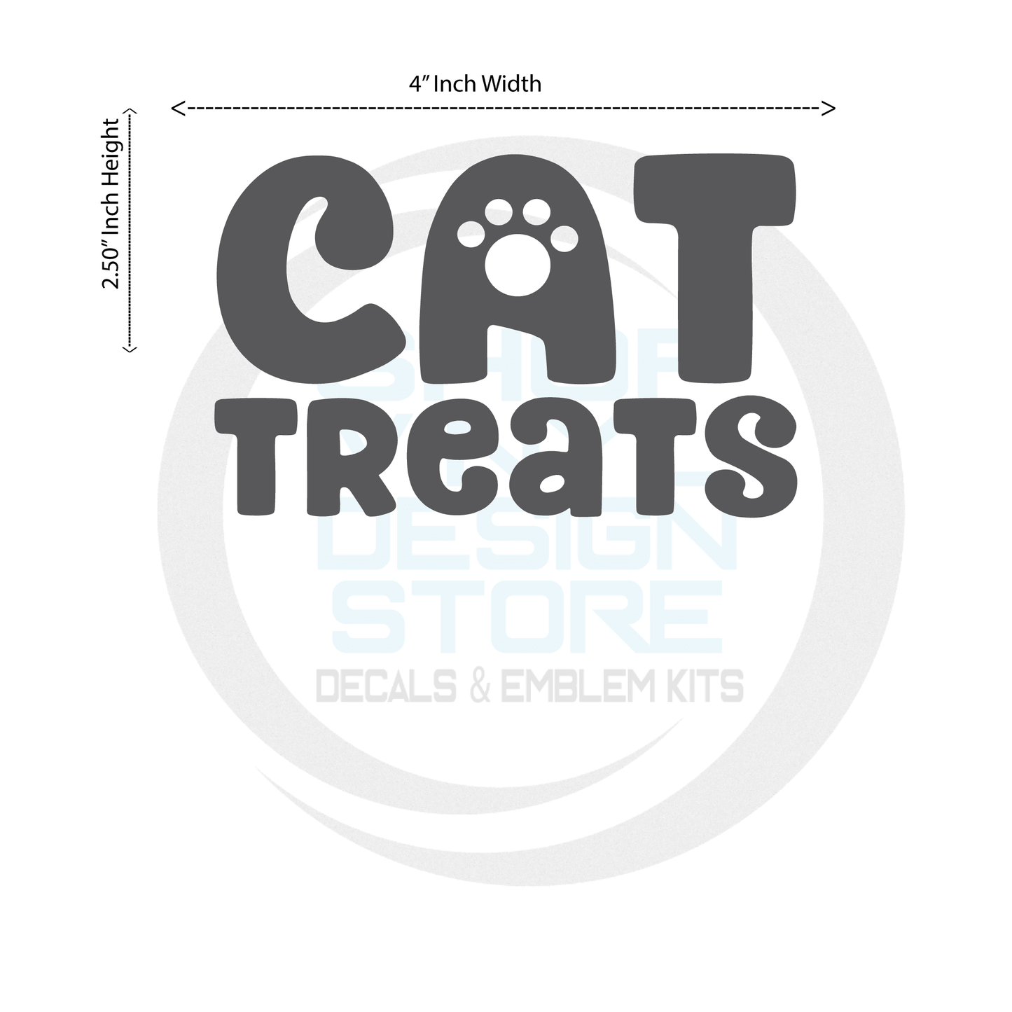 ShopVinylDesignStore.com Cat Treats with Paw Print Wide 4"W x 2.50"H Shop Vinyl Design decals stickers