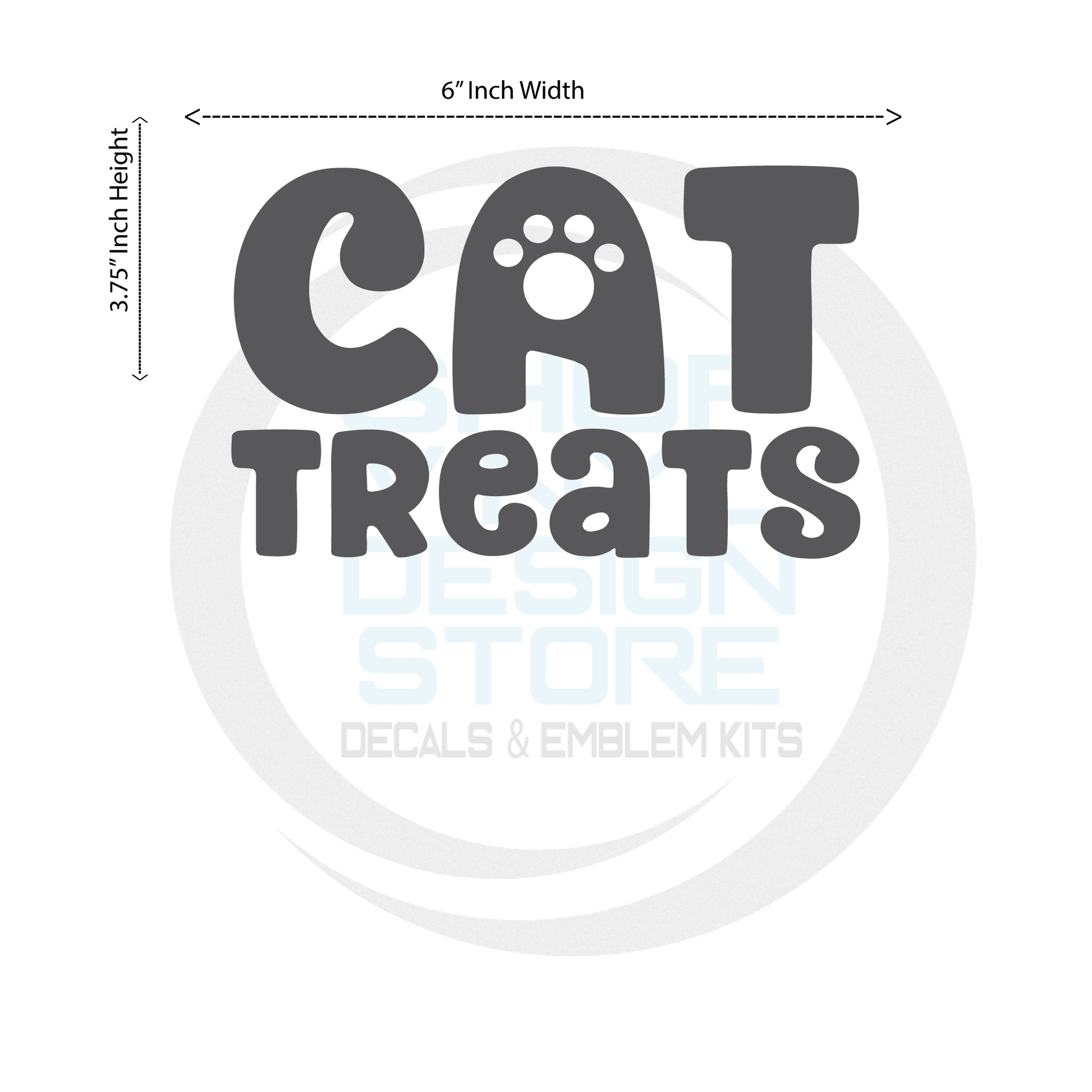 ShopVinylDesignStore.com Cat Treats with Paw Print Wide 6"W x 3.75"H Shop Vinyl Design decals stickers