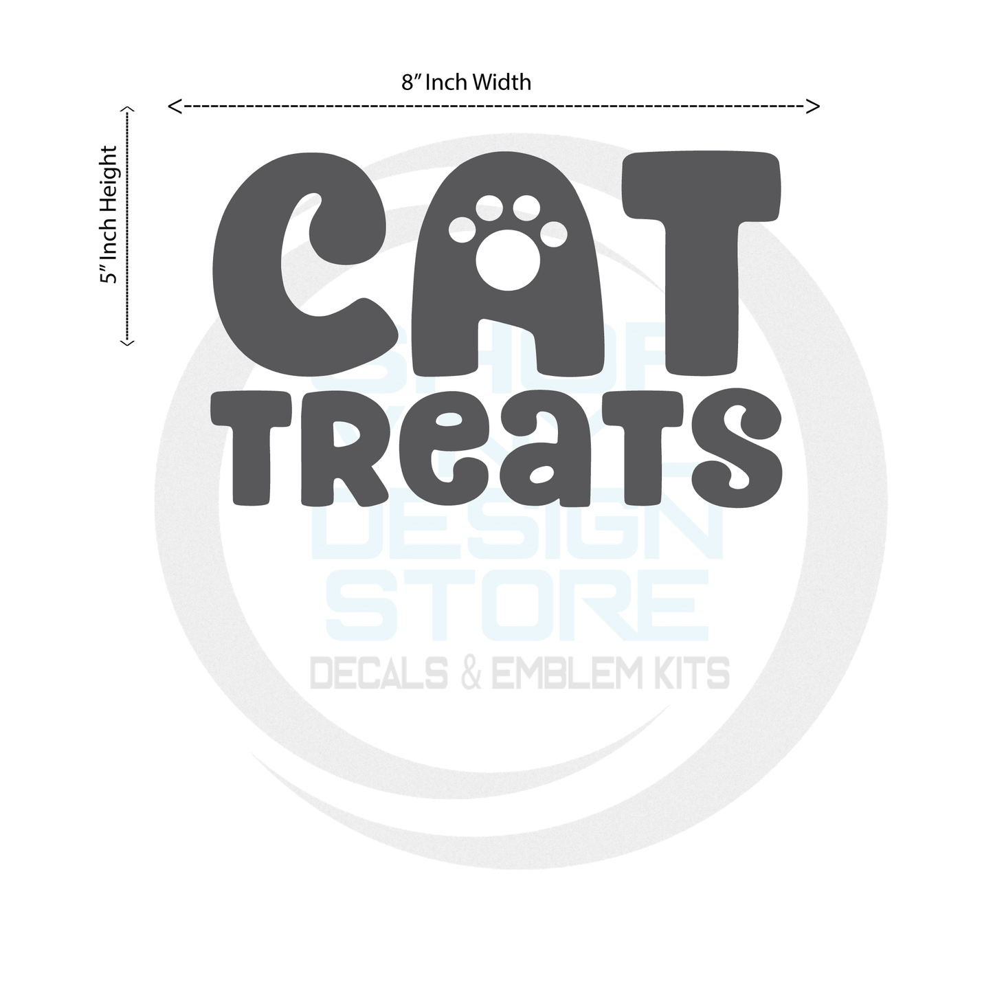ShopVinylDesignStore.com Cat Treats with Paw Print Wide 8"W x 5"H Shop Vinyl Design decals stickers
