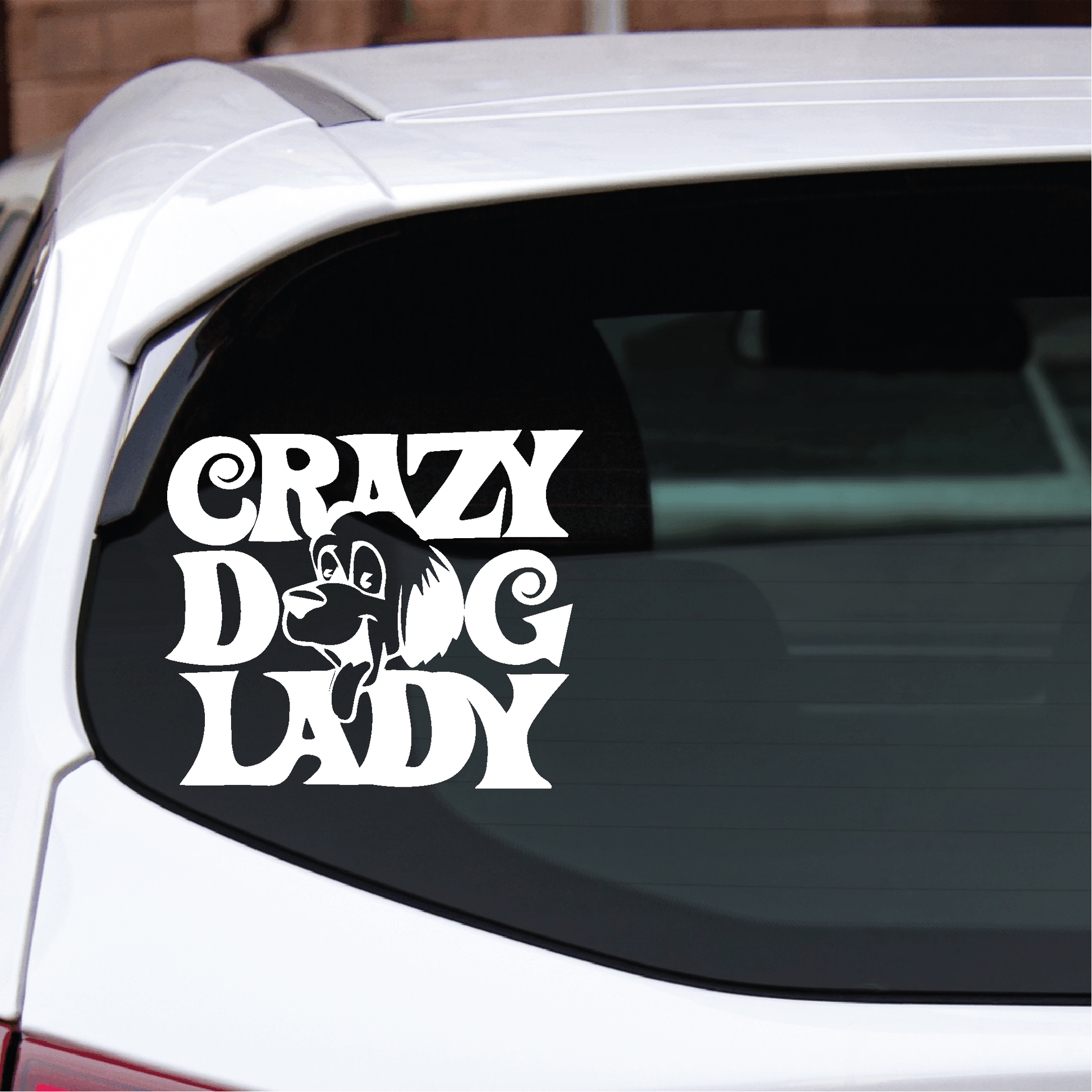 ShopVinylDesignStore.com Crazy Dog Lady Wide Shop Vinyl Design decals stickers